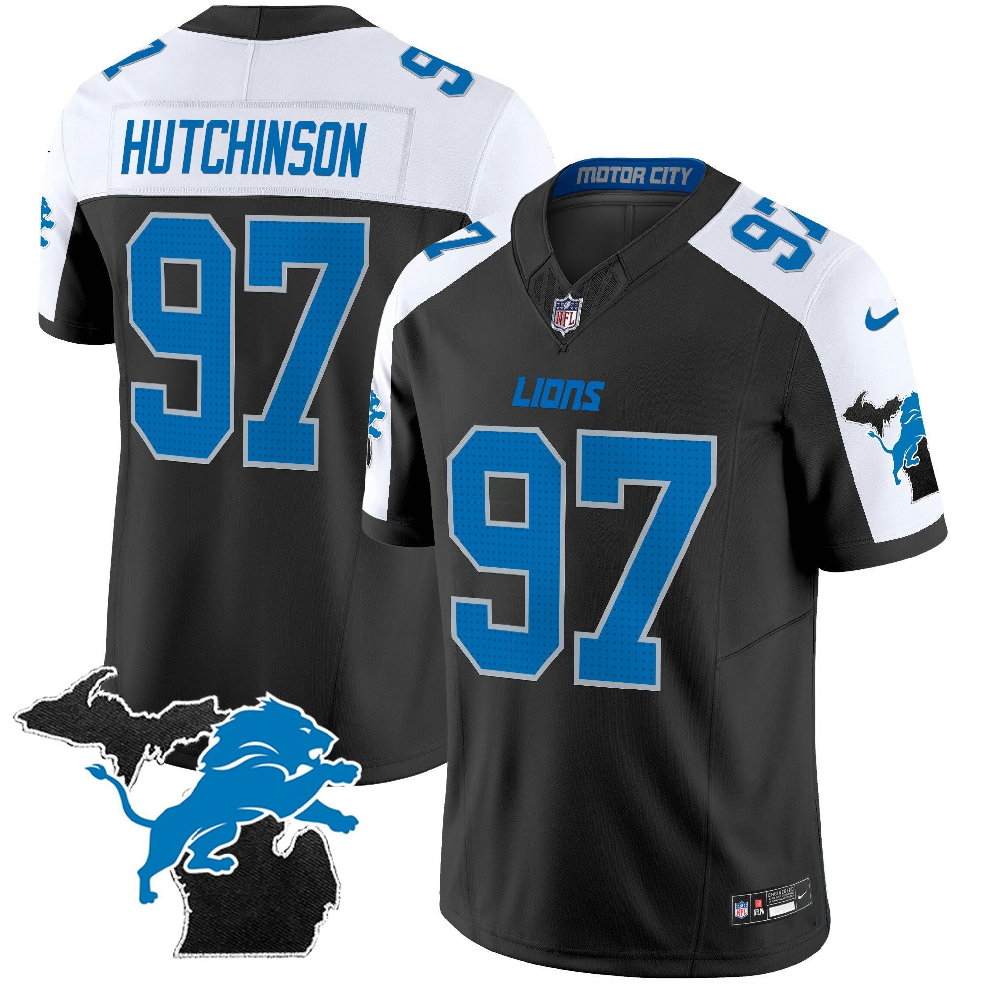 Camisa NFL Men’s Detroit 2024 Michigan Patch Vapor Limited Jersey