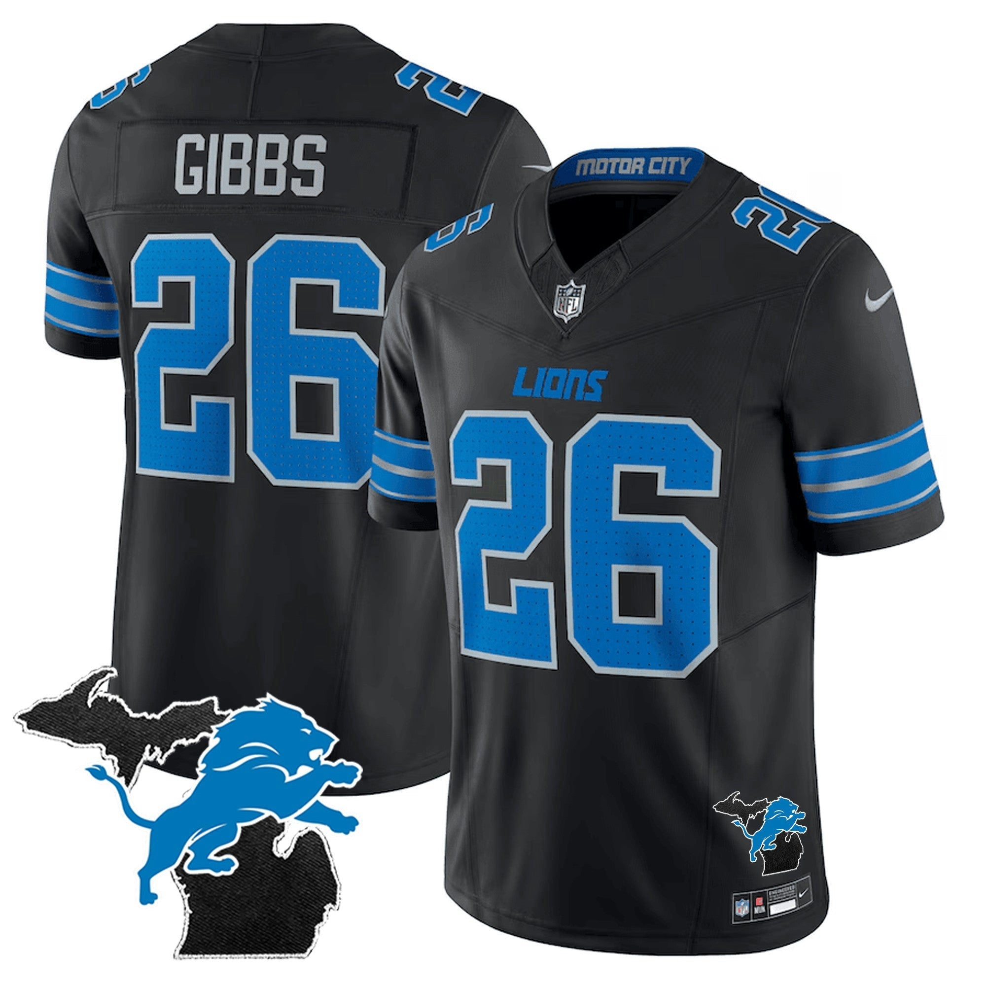 Camisa NFL Men’s Detroit 2024 Michigan Patch Vapor Limited Jersey