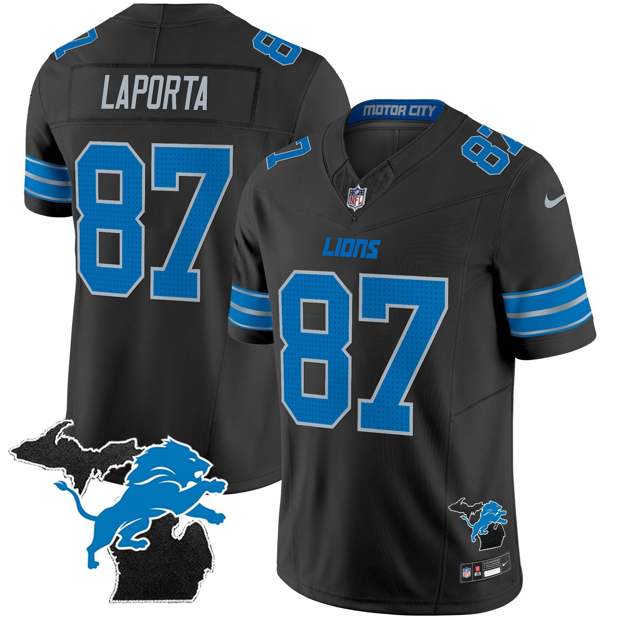 Camisa NFL Men’s Detroit 2024 Michigan Patch Vapor Limited Jersey