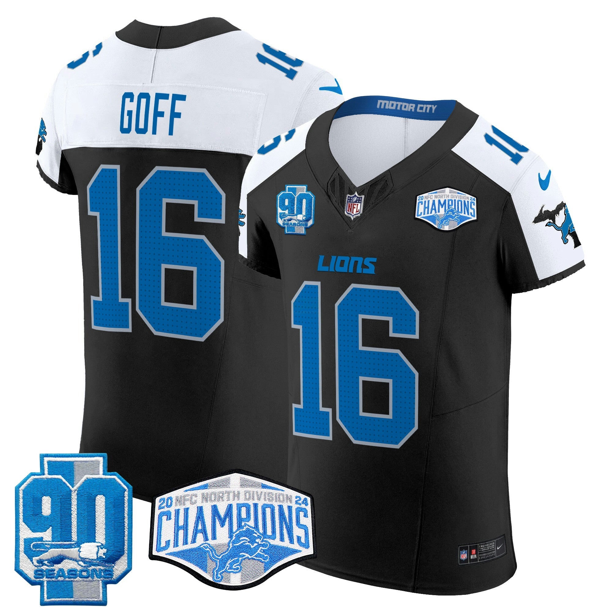 Camisa NFL Men’s Detroit 2024 NFC North Division Champions Patch Vapor Elite Jersey