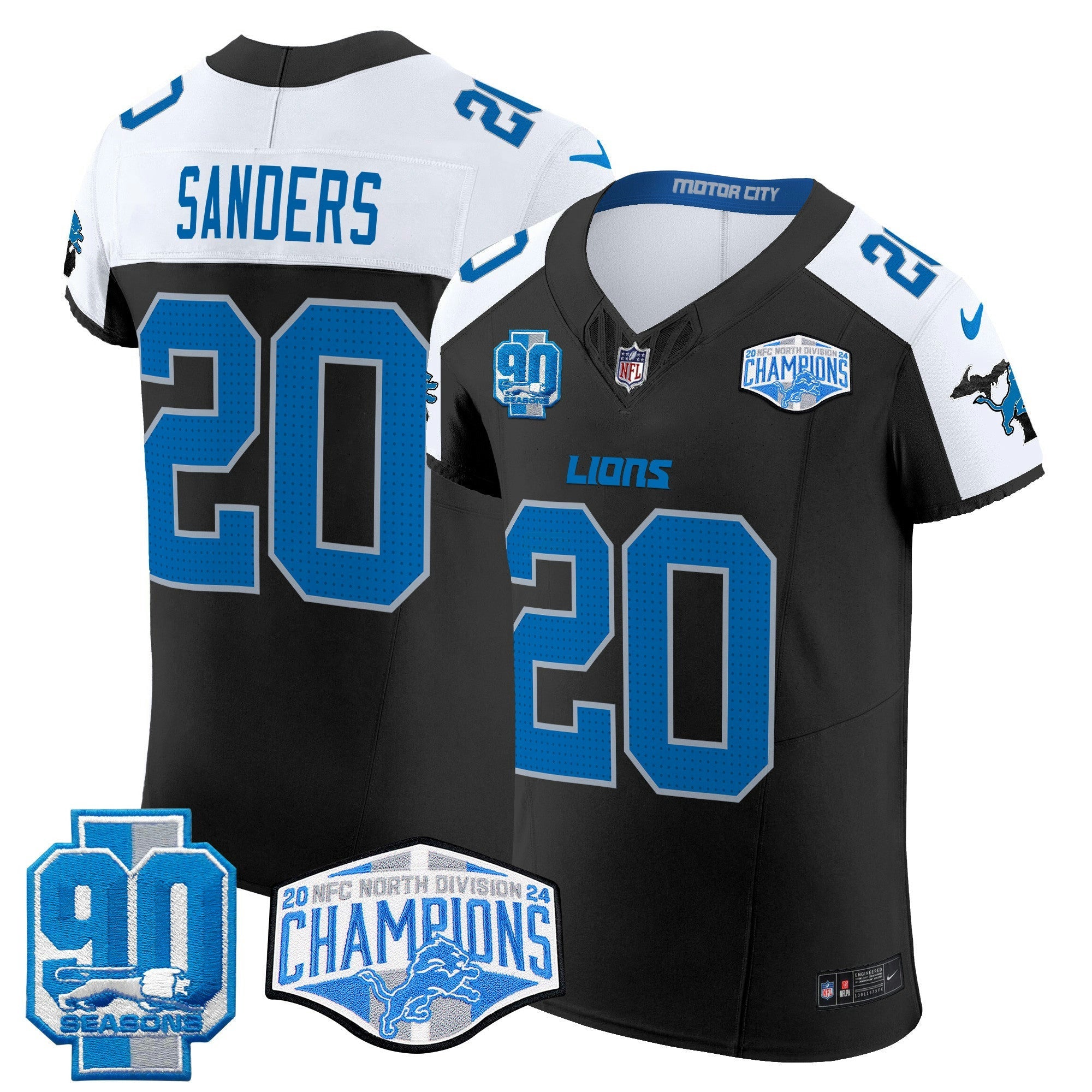 Camisa NFL Men’s Detroit 2024 NFC North Division Champions Patch Vapor Elite Jersey