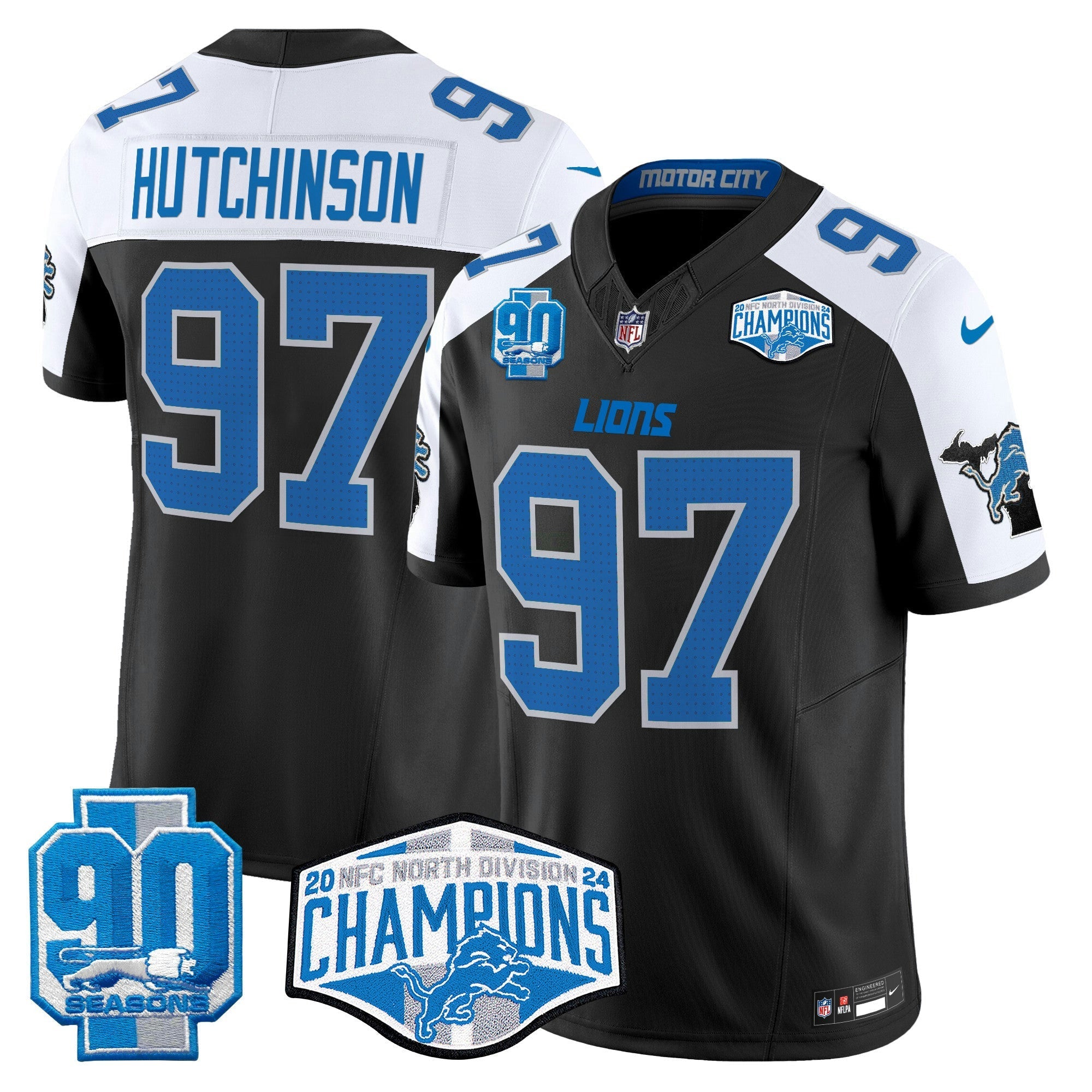 Camisa NFL Men’s Detroit 2024 NFC North Division Champions Patch Vapor Limited Jersey