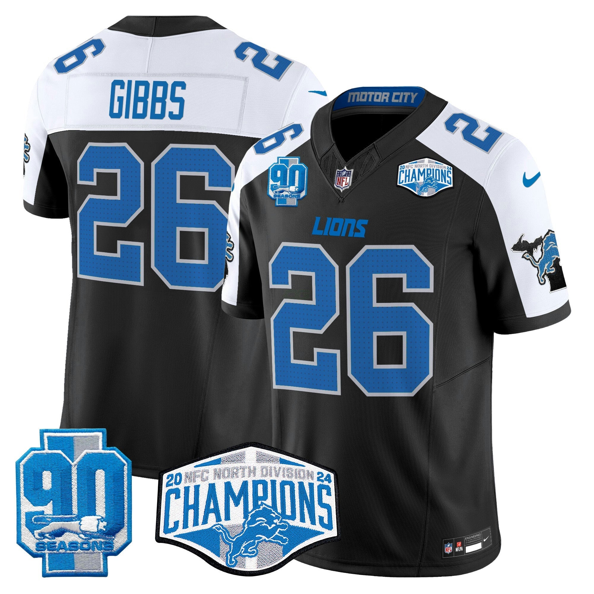 Camisa NFL Men’s Detroit 2024 NFC North Division Champions Patch Vapor Limited Jersey