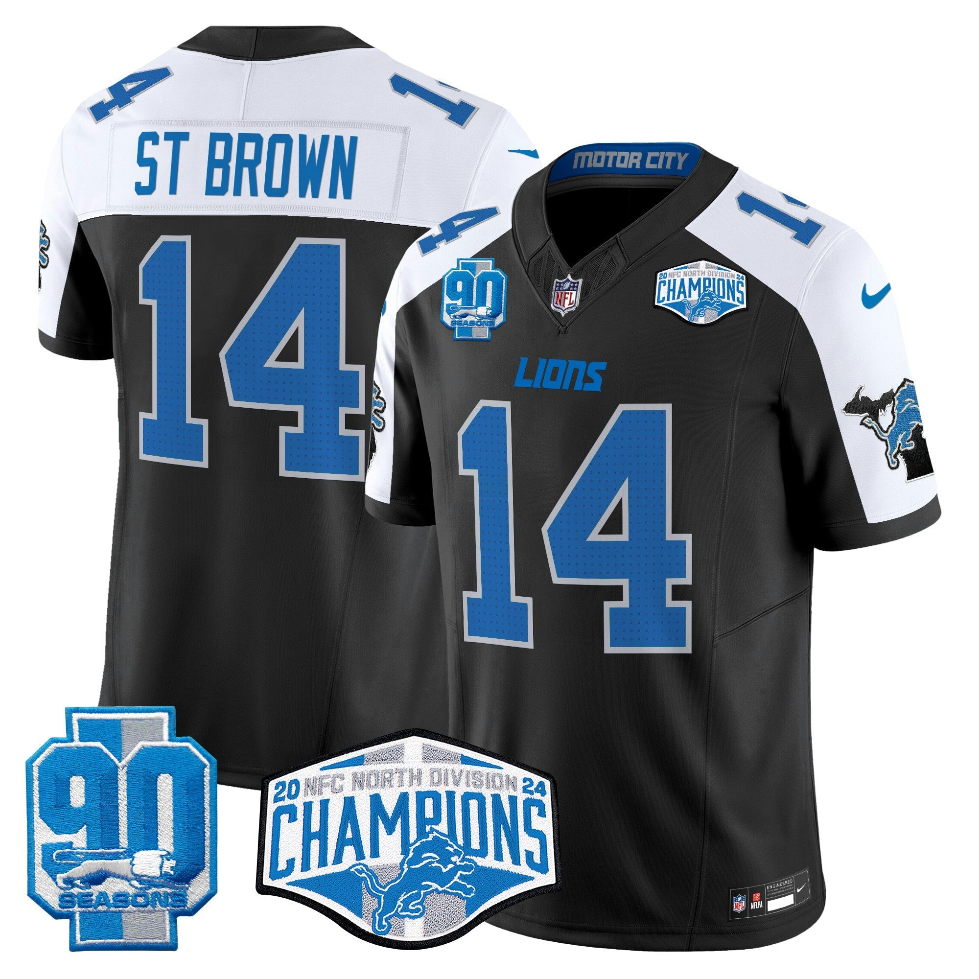Camisa NFL Men’s Detroit 2024 NFC North Division Champions Patch Vapor Limited Jersey