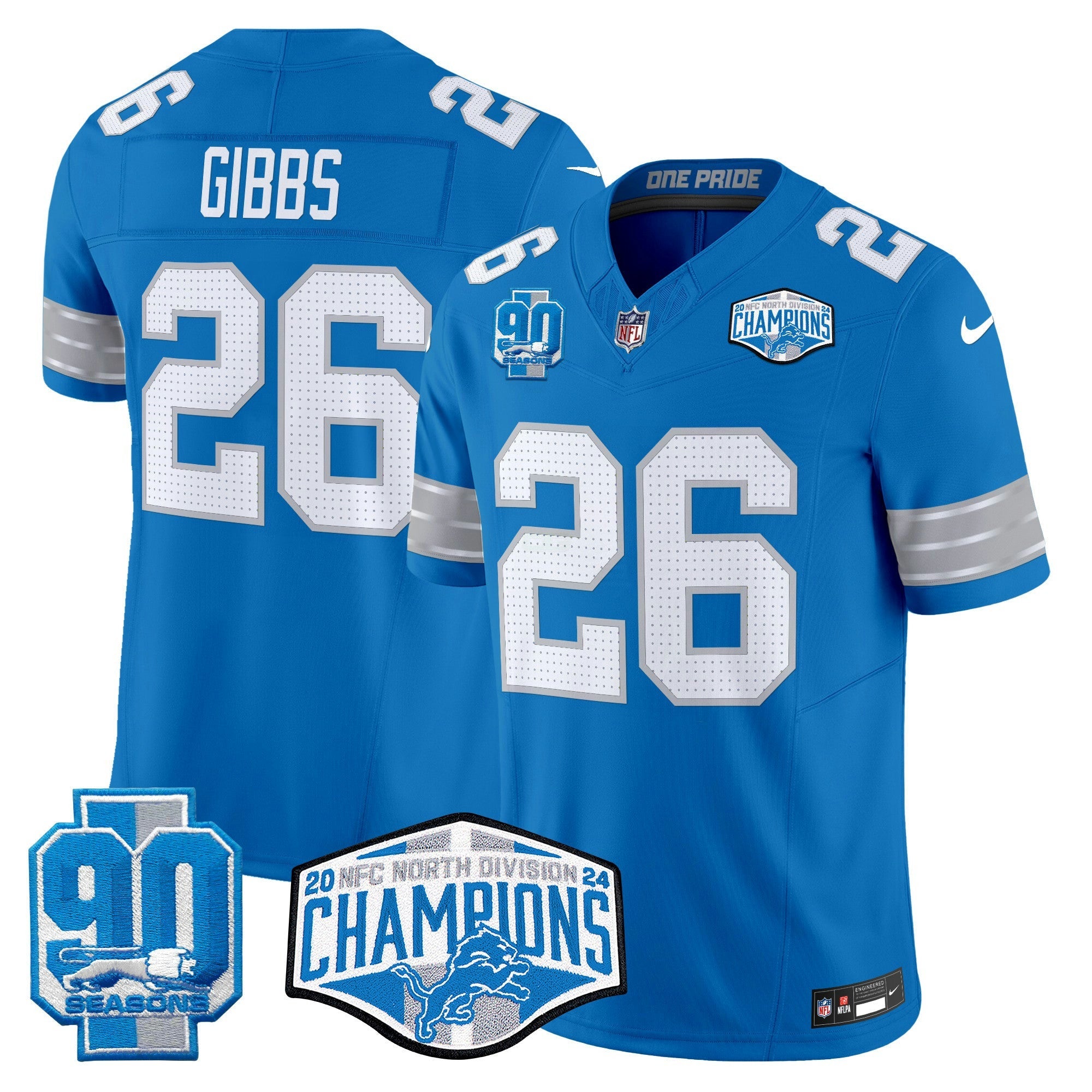 Camisa NFL Men’s Detroit 2024 NFC North Division Champions Patch Vapor Limited Jersey