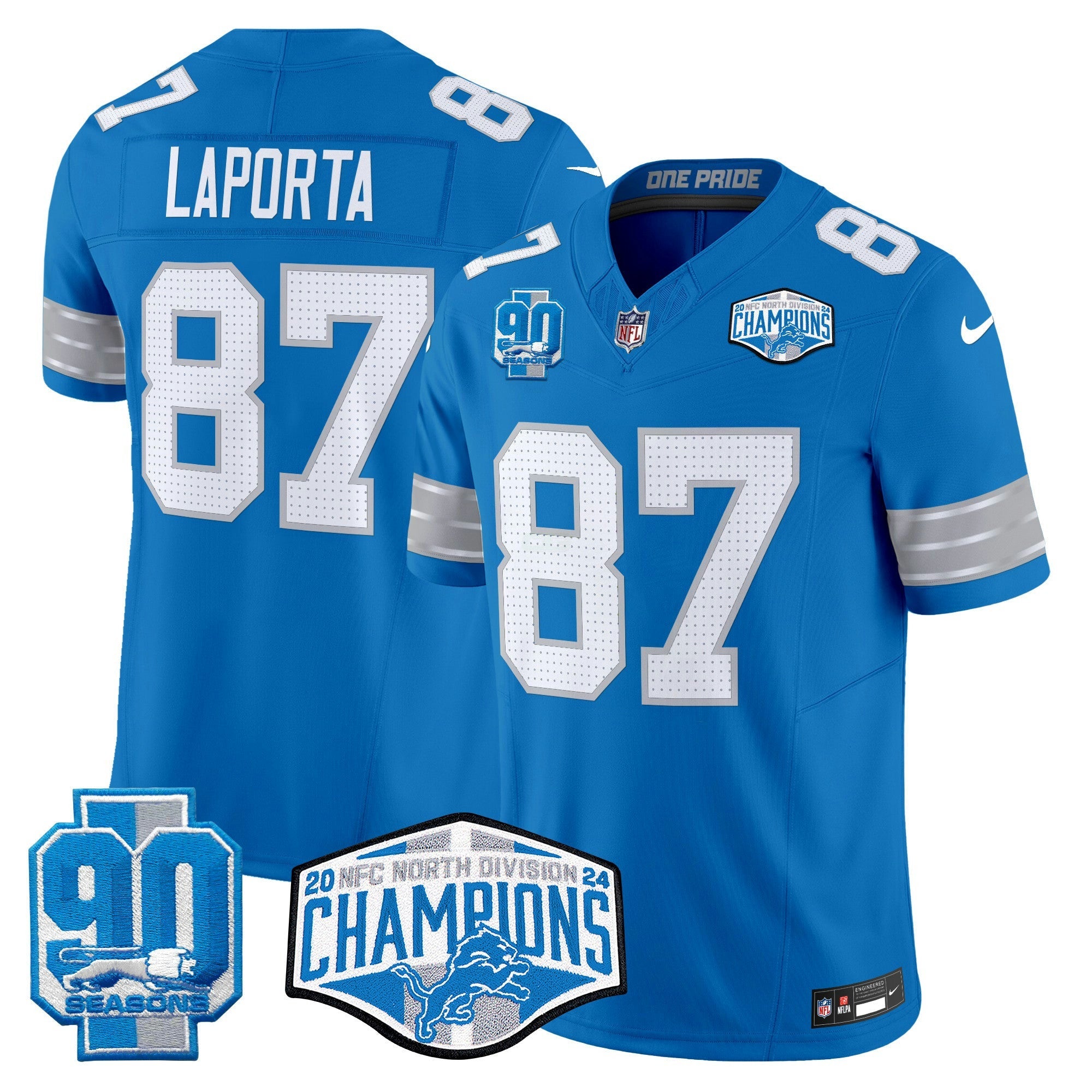 Camisa NFL Men’s Detroit 2024 NFC North Division Champions Patch Vapor Limited Jersey