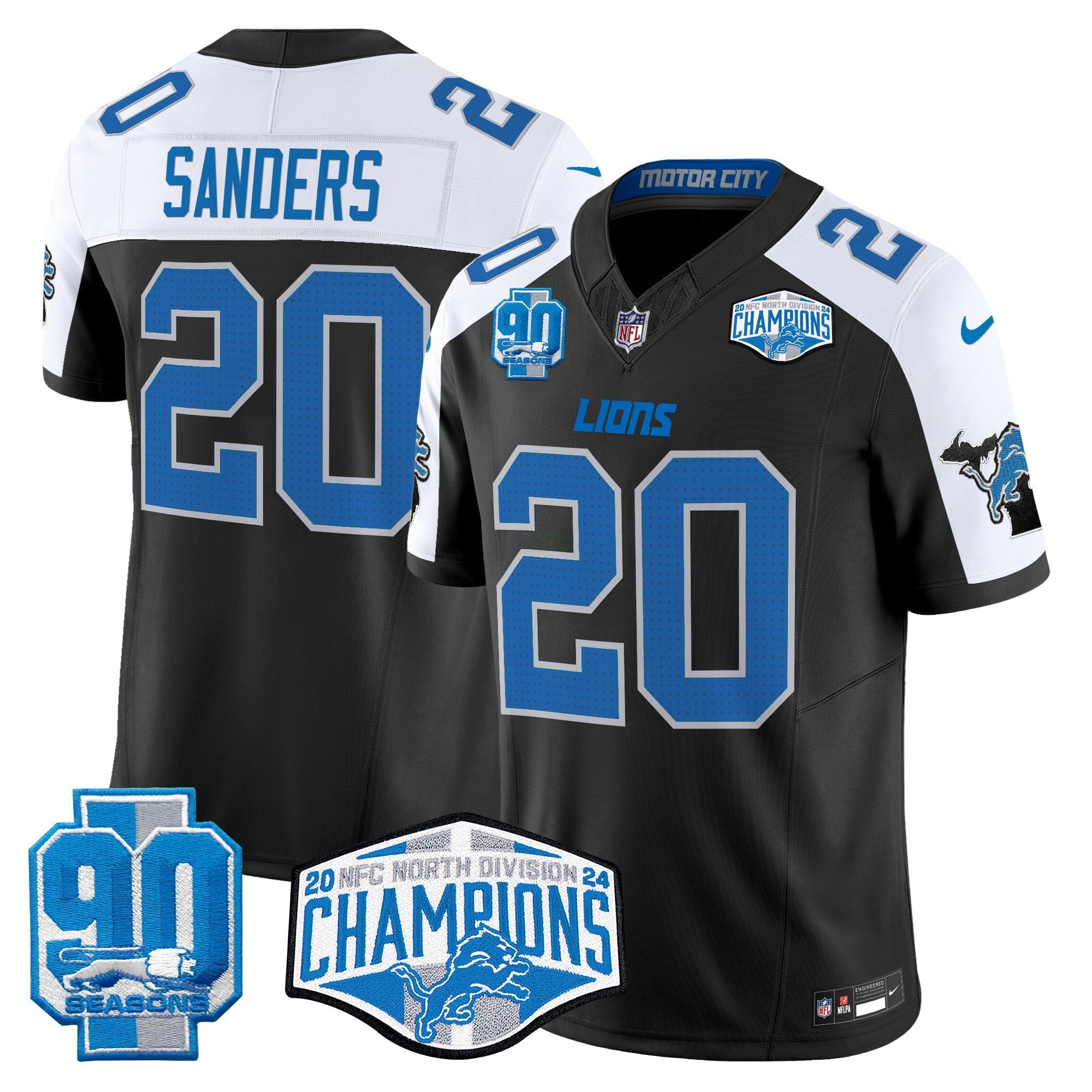 Camisa NFL Men’s Detroit 2024 NFC North Division Champions Patch Vapor Limited Jersey