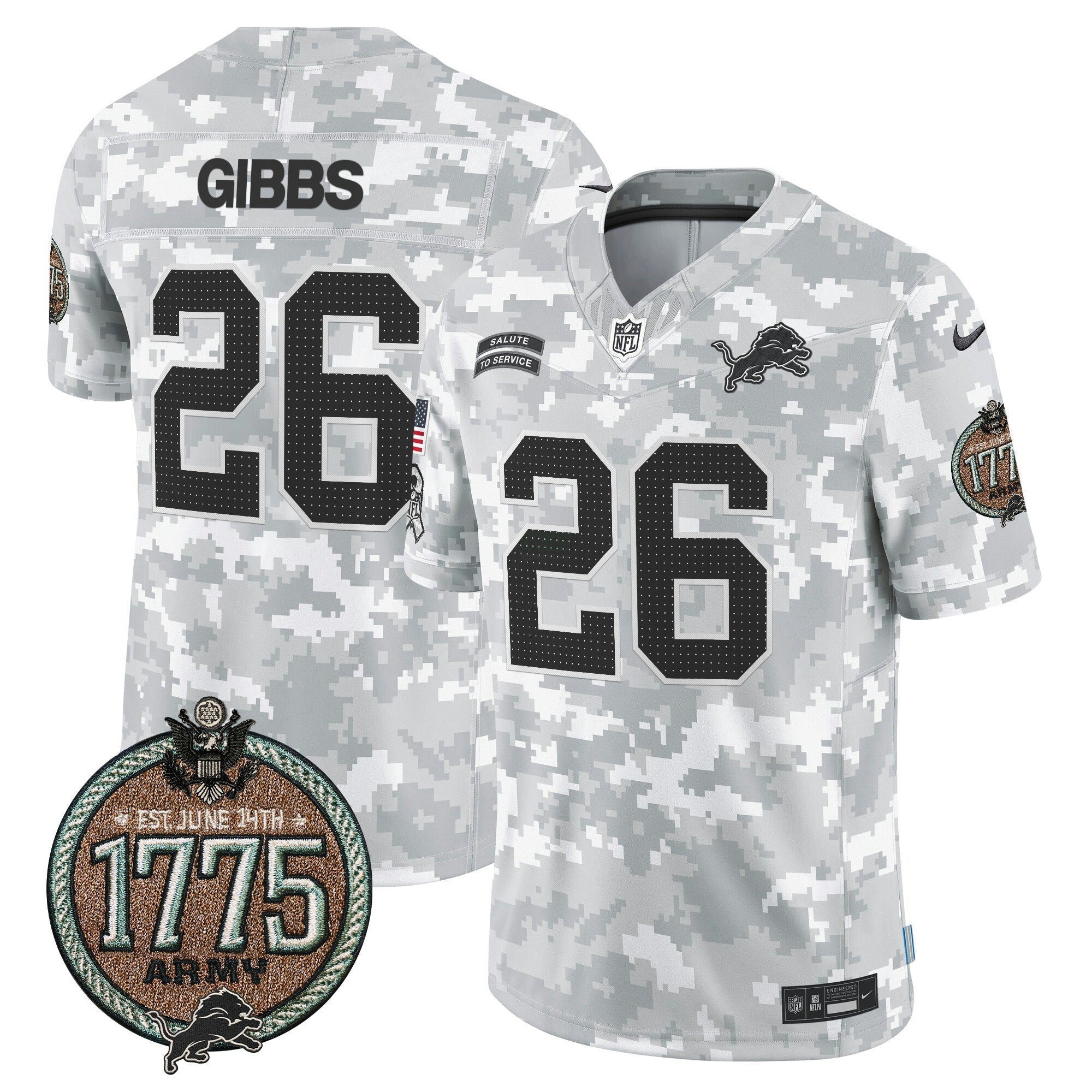 Camisa NFL Men’s Detroit 2024 Salute to Service Establishment Year Patch Vapor Limited Jersey