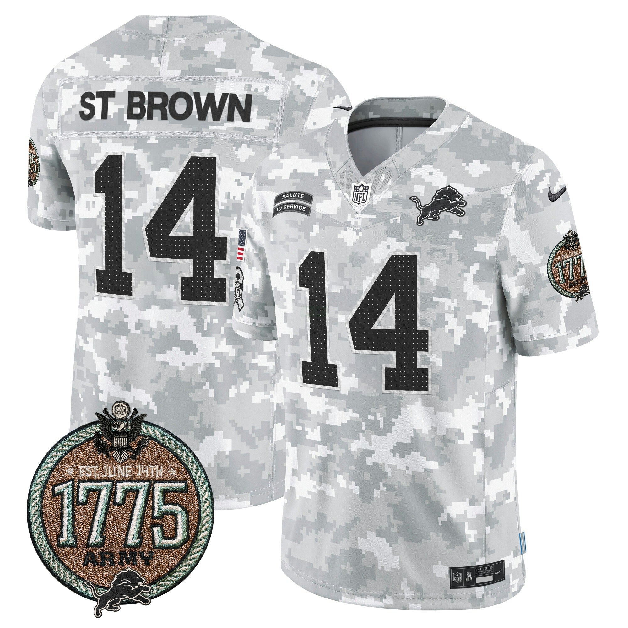 Camisa NFL Men’s Detroit 2024 Salute to Service Establishment Year Patch Vapor Limited Jersey