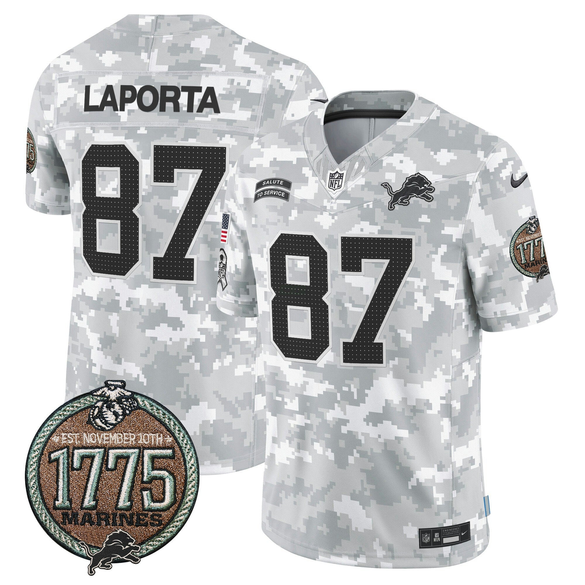 Camisa NFL Men’s Detroit 2024 Salute to Service Establishment Year Patch Vapor Limited Jersey