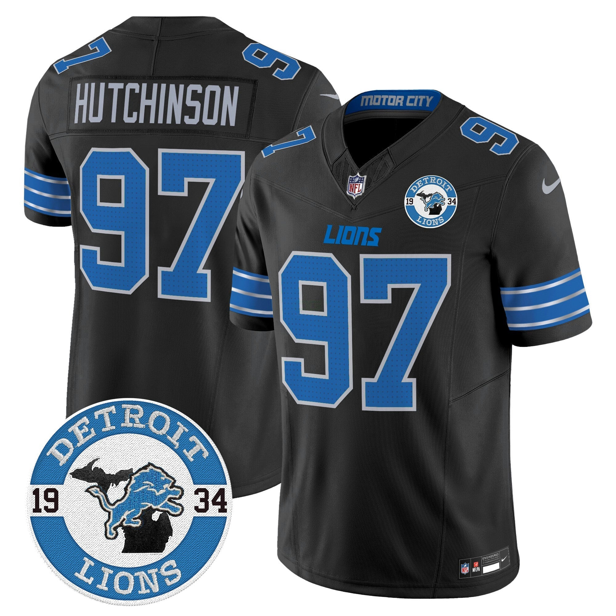 Camisa NFL Men’s Detroit 2024 Vapor Limited Jersey – Est. 1934 Patch