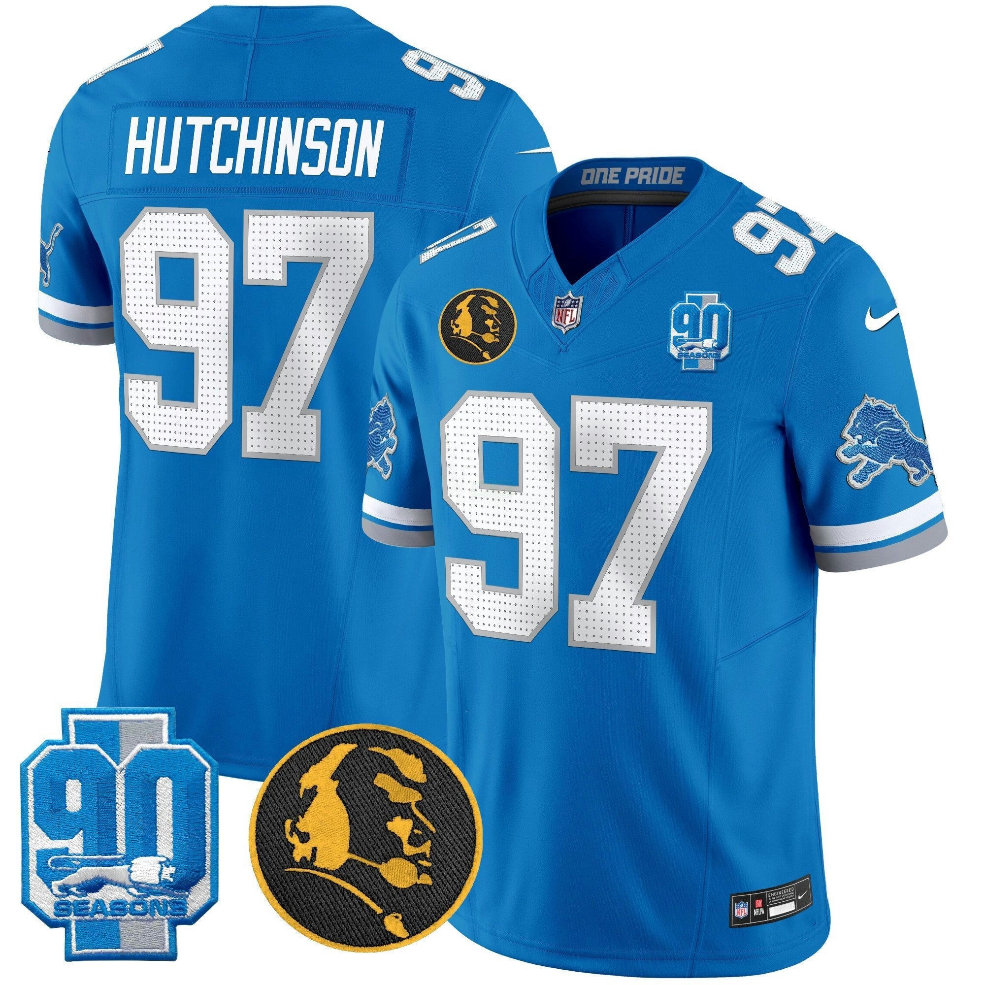 Camisa NFL Men’s Detroit 2025 90th & John Madden Patch Vapor Limited Jersey V2