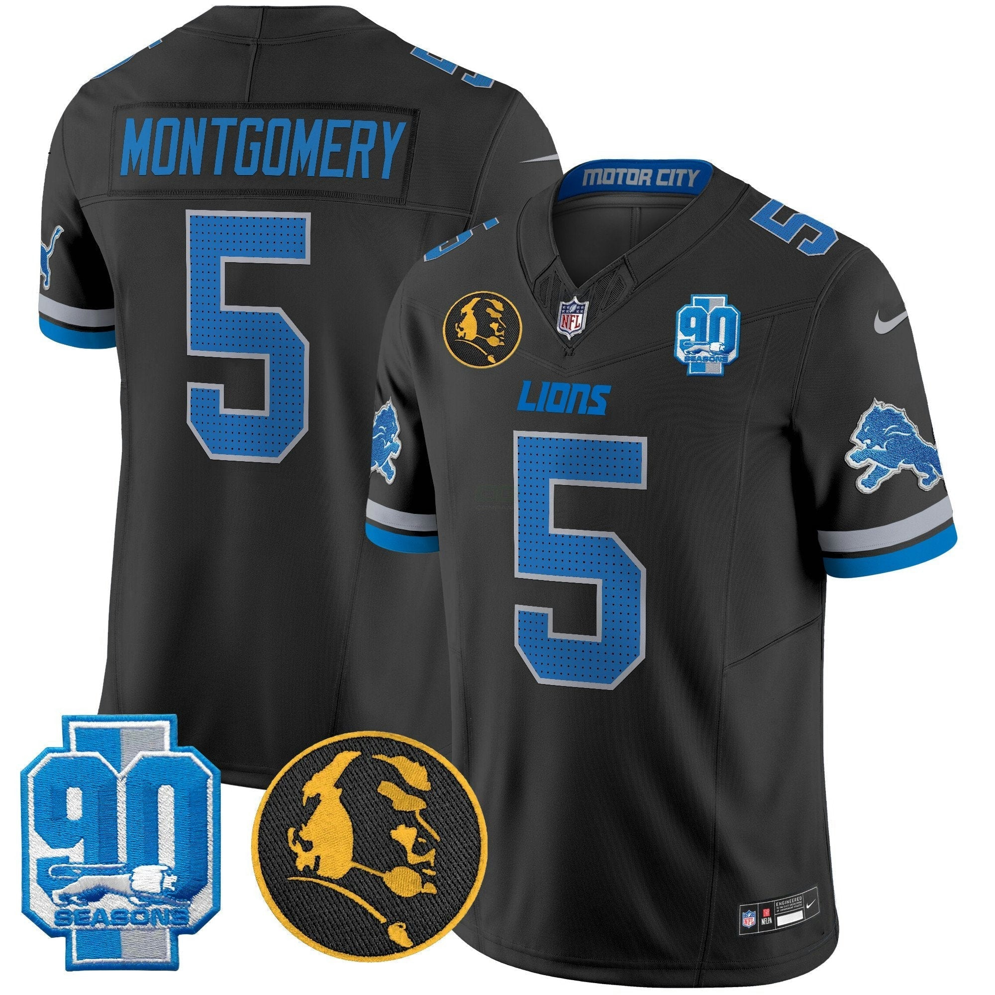 Camisa NFL Men’s Detroit 2025 90th & John Madden Patch Vapor Limited Jersey V2