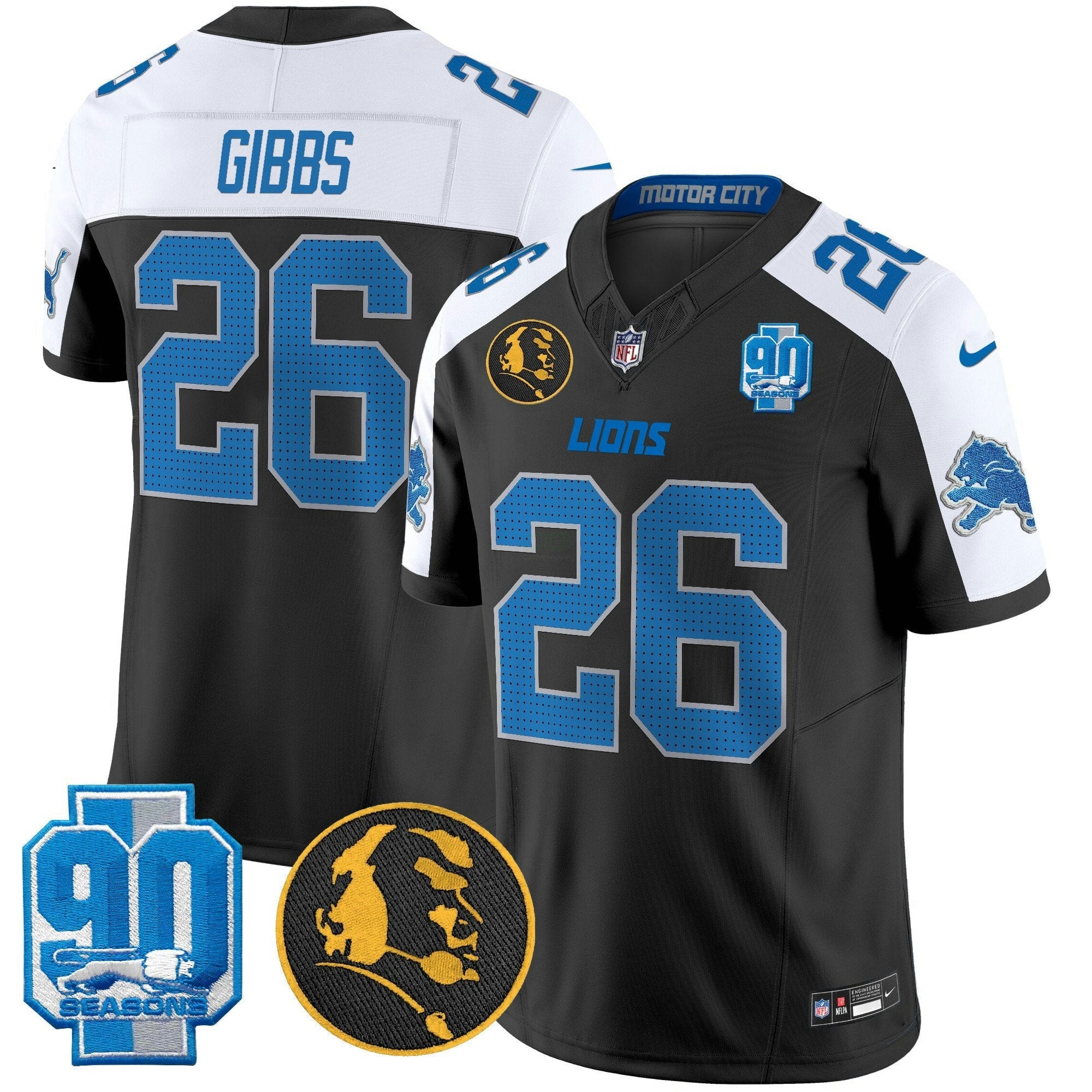 Camisa NFL Men’s Detroit 2025 90th & John Madden Patch Vapor Limited Jersey V2