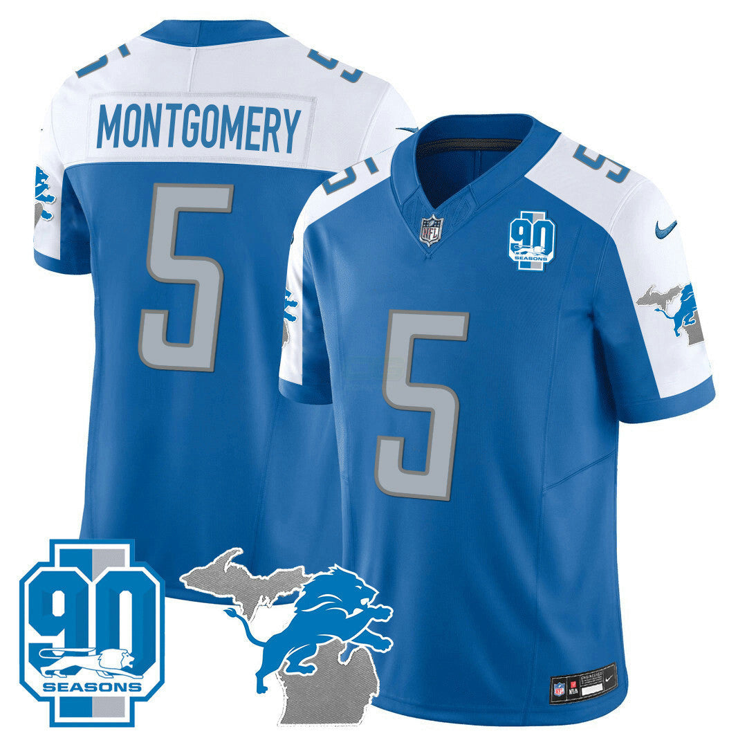 Camisa NFL Men’s Detroit 90th Year & Michigan Patch Vapor Jersey