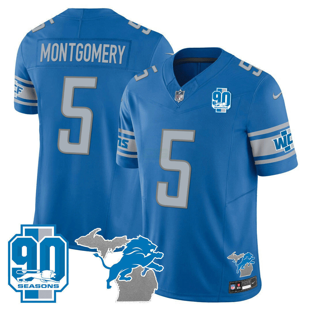 Camisa NFL Men’s Detroit 90th Year & Michigan Patch Vapor Jersey