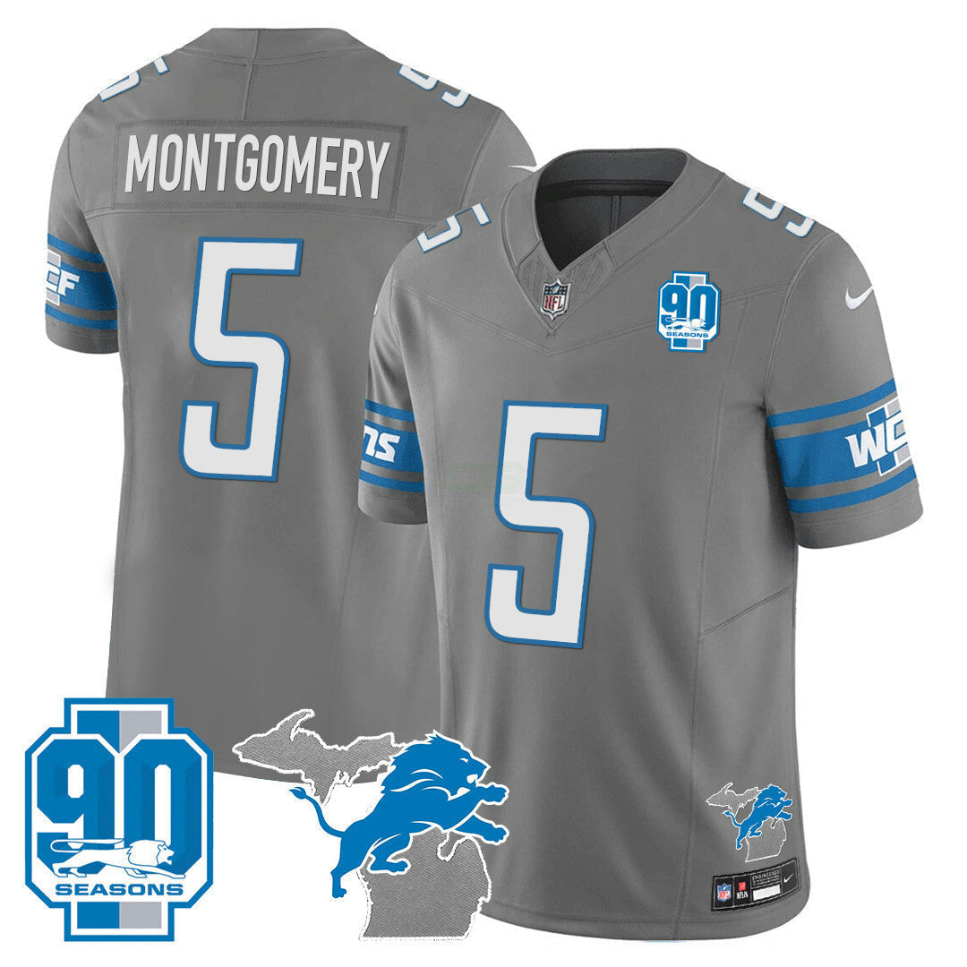 Camisa NFL Men’s Detroit 90th Year & Michigan Patch Vapor Jersey