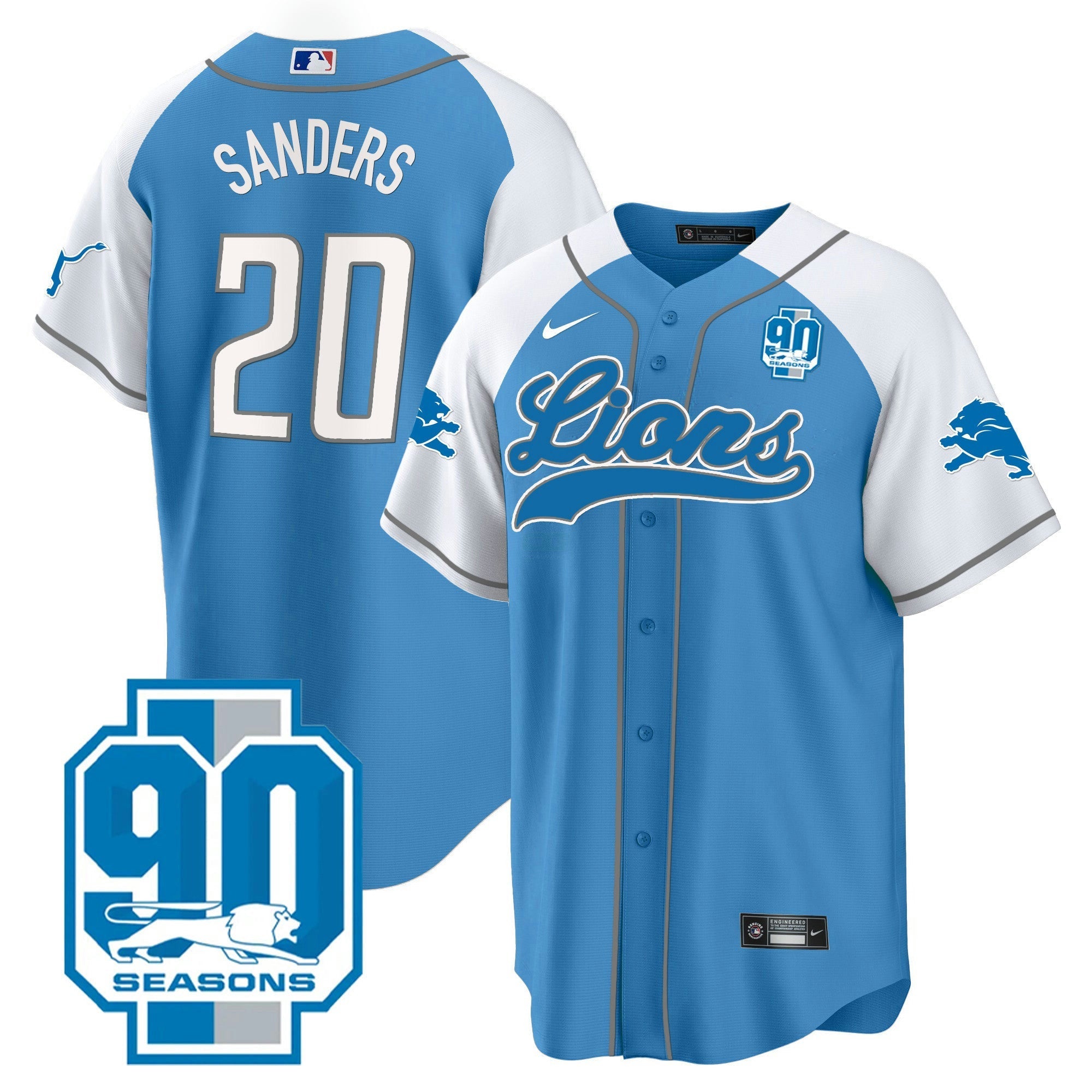 Camisa NFL Men’s Detroit 90th Year Patch Jersey