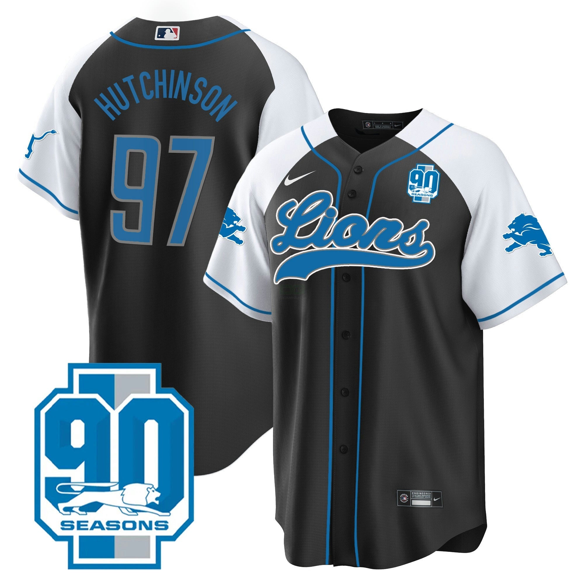 Camisa NFL Men’s Detroit 90th Year Patch Jersey