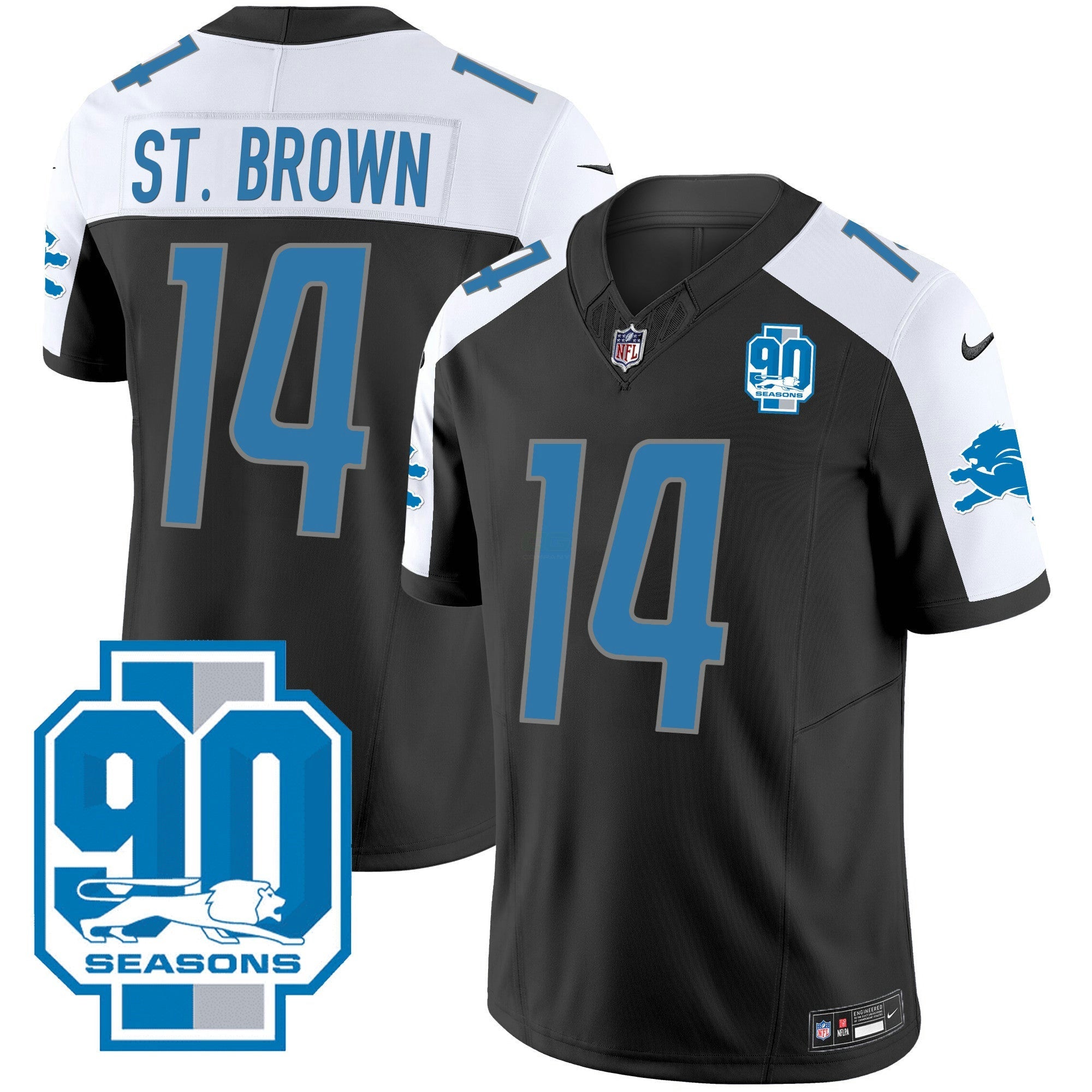 Camisa NFL Men’s Detroit 90th Year Patch Jersey