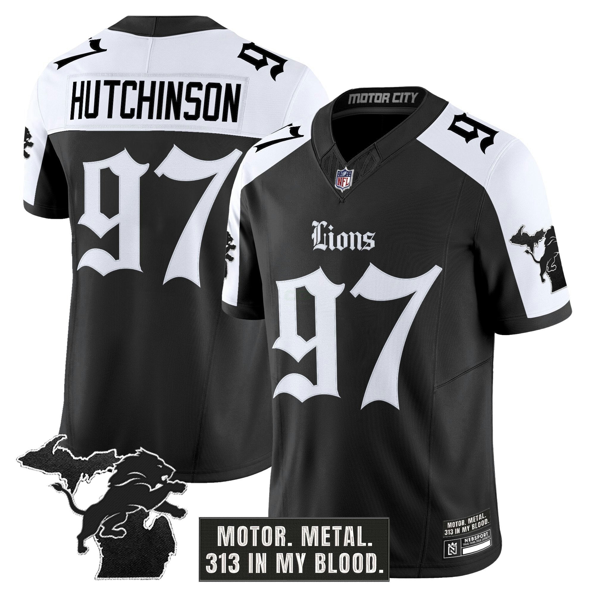 Camisa NFL Men’s Detroit ‘Gothic Motor Grit Edition’ Vapor Limited Jersey