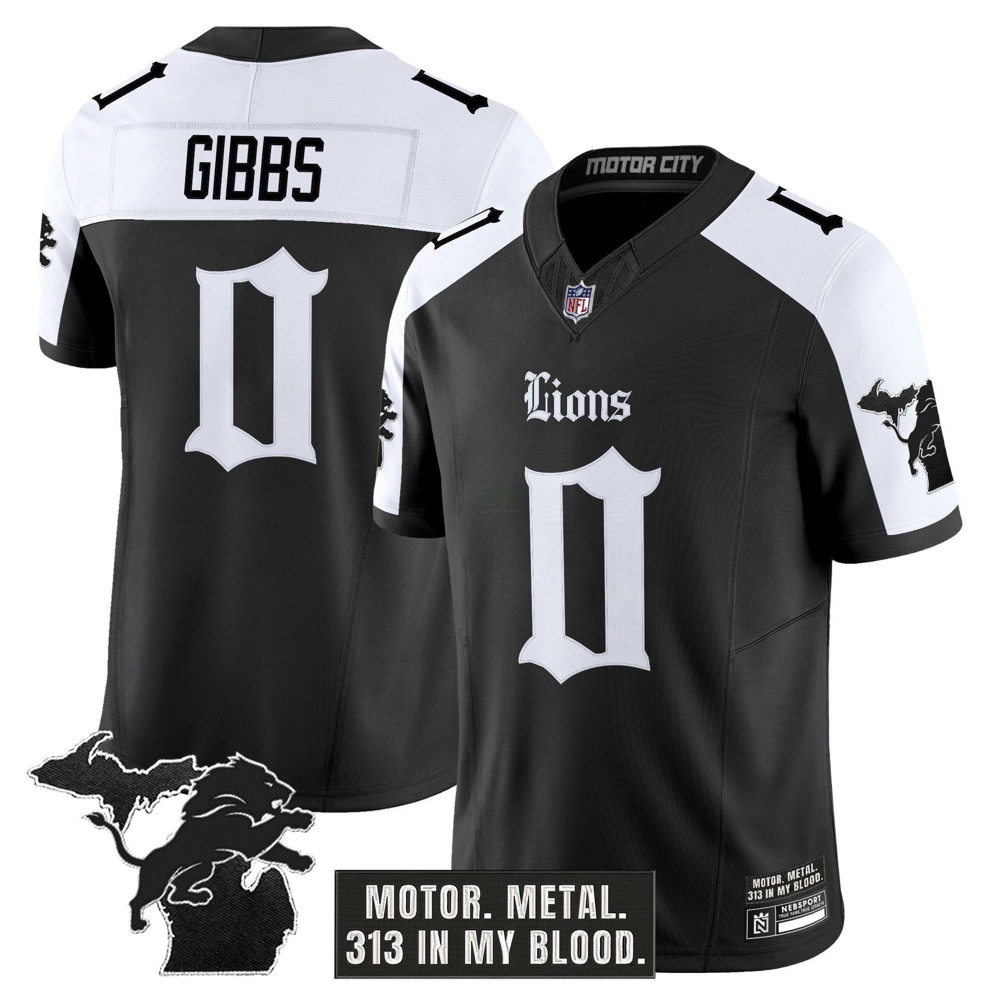 Camisa NFL Men’s Detroit ‘Gothic Motor Grit Edition’ Vapor Limited Jersey