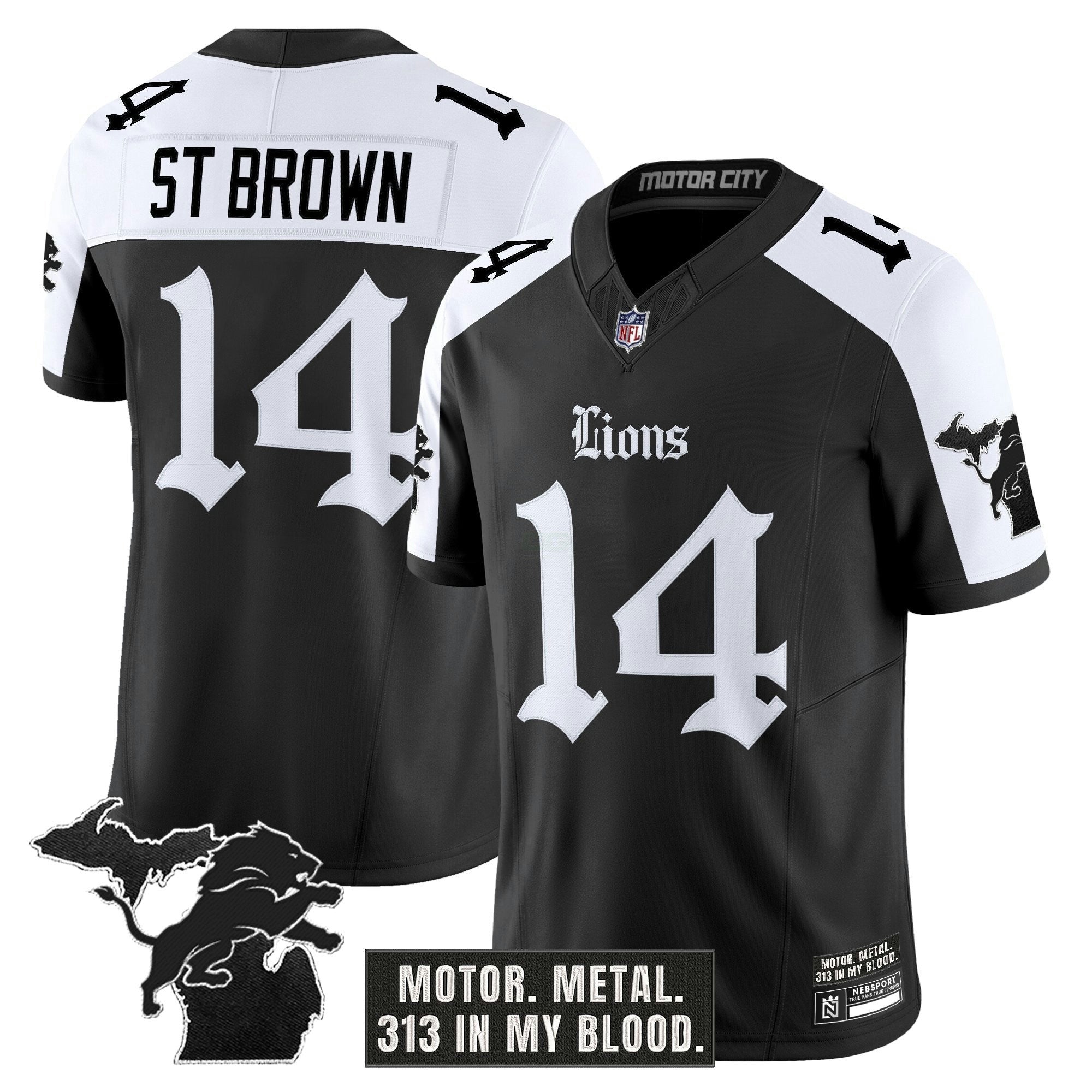 Camisa NFL Men’s Detroit ‘Gothic Motor Grit Edition’ Vapor Limited Jersey