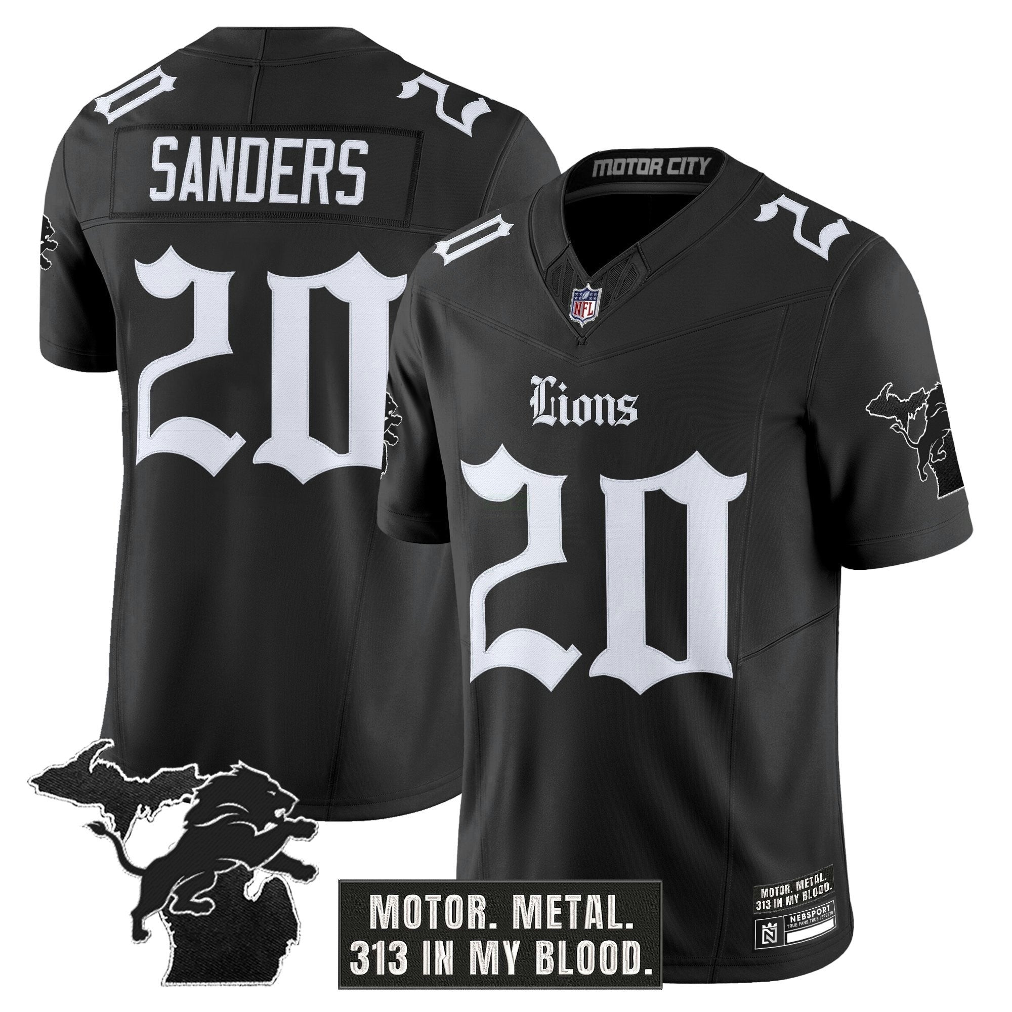 Camisa NFL Men’s Detroit ‘Gothic Motor Grit Edition’ Vapor Limited Jersey