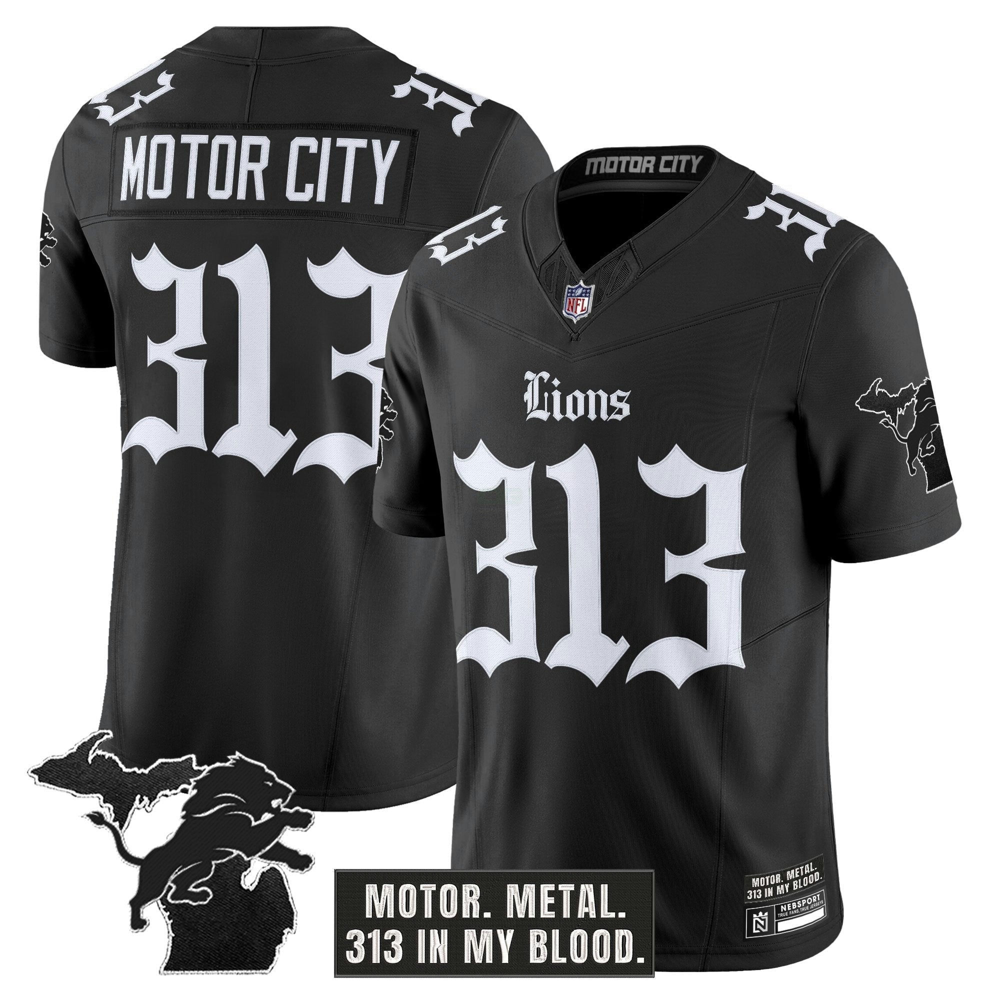 Camisa NFL Men’s Detroit ‘Gothic Motor Grit Edition’ Vapor Limited Jersey