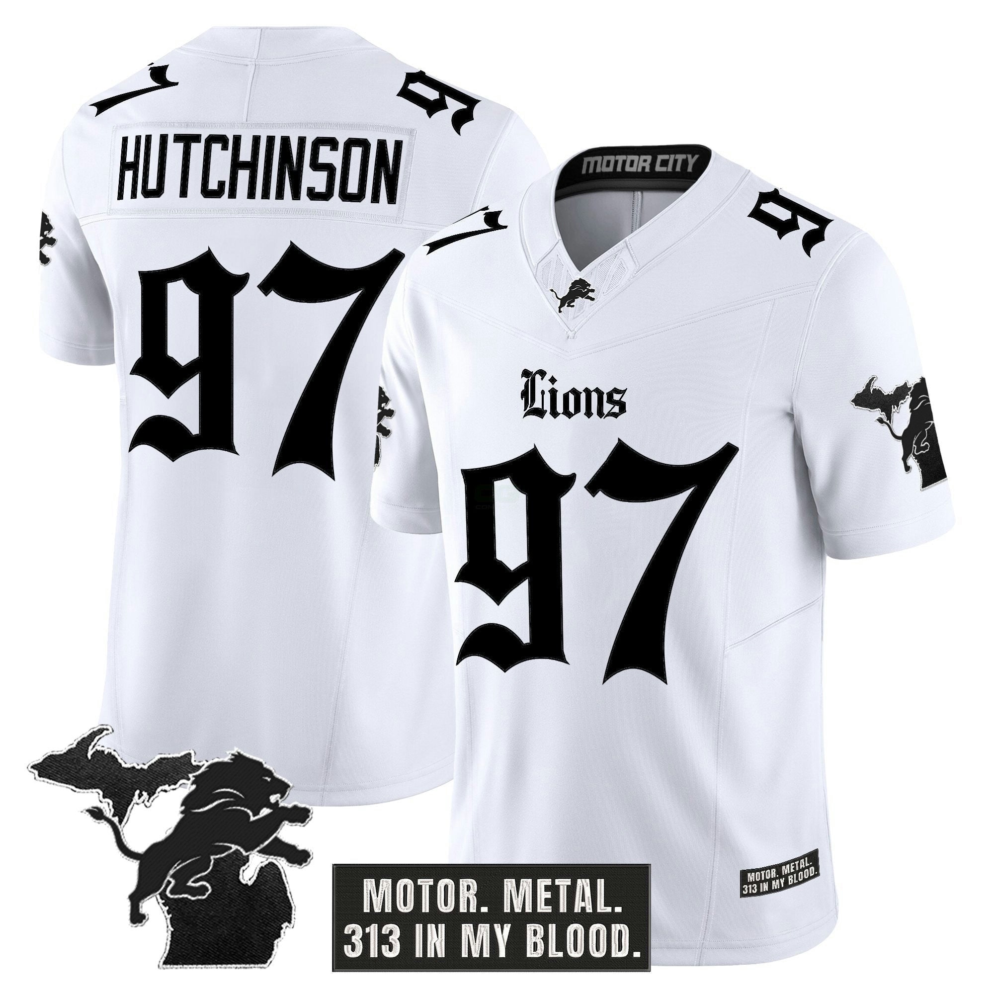 Camisa NFL Men’s Detroit ‘Gothic Motor Grit Edition’ Vapor Limited Jersey V2