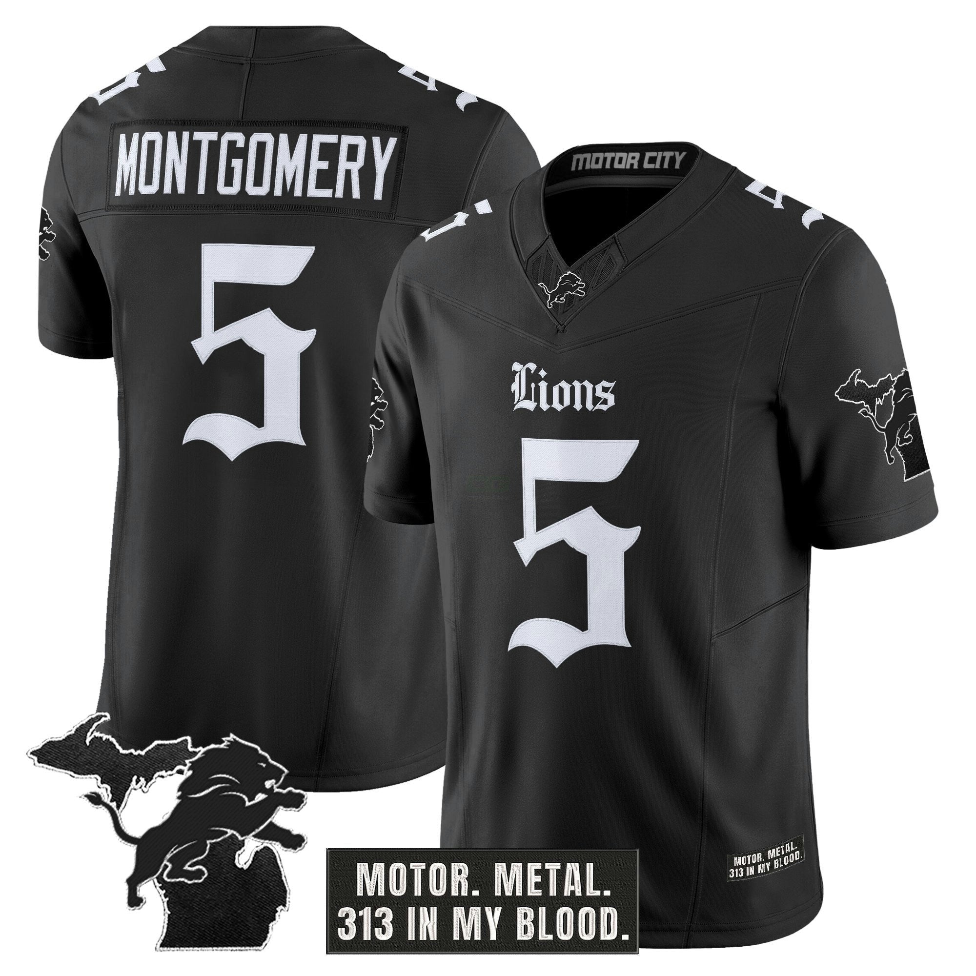 Camisa NFL Men’s Detroit ‘Gothic Motor Grit Edition’ Vapor Limited Jersey V2