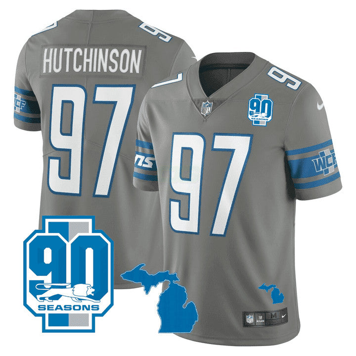 Camisa NFL Men’s Detroit Michigan State & 90th Year Patch Jersey