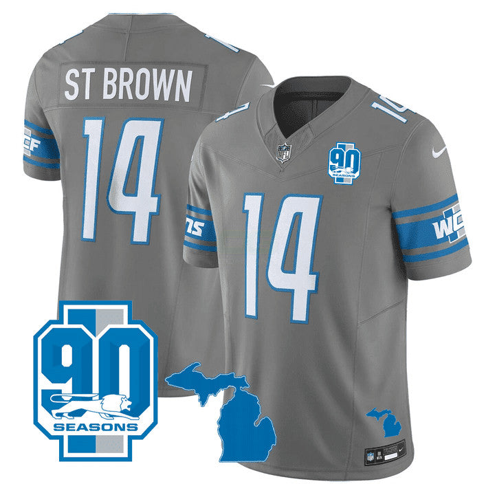 Camisa NFL Men’s Detroit Michigan State & 90th Year Patch Jersey