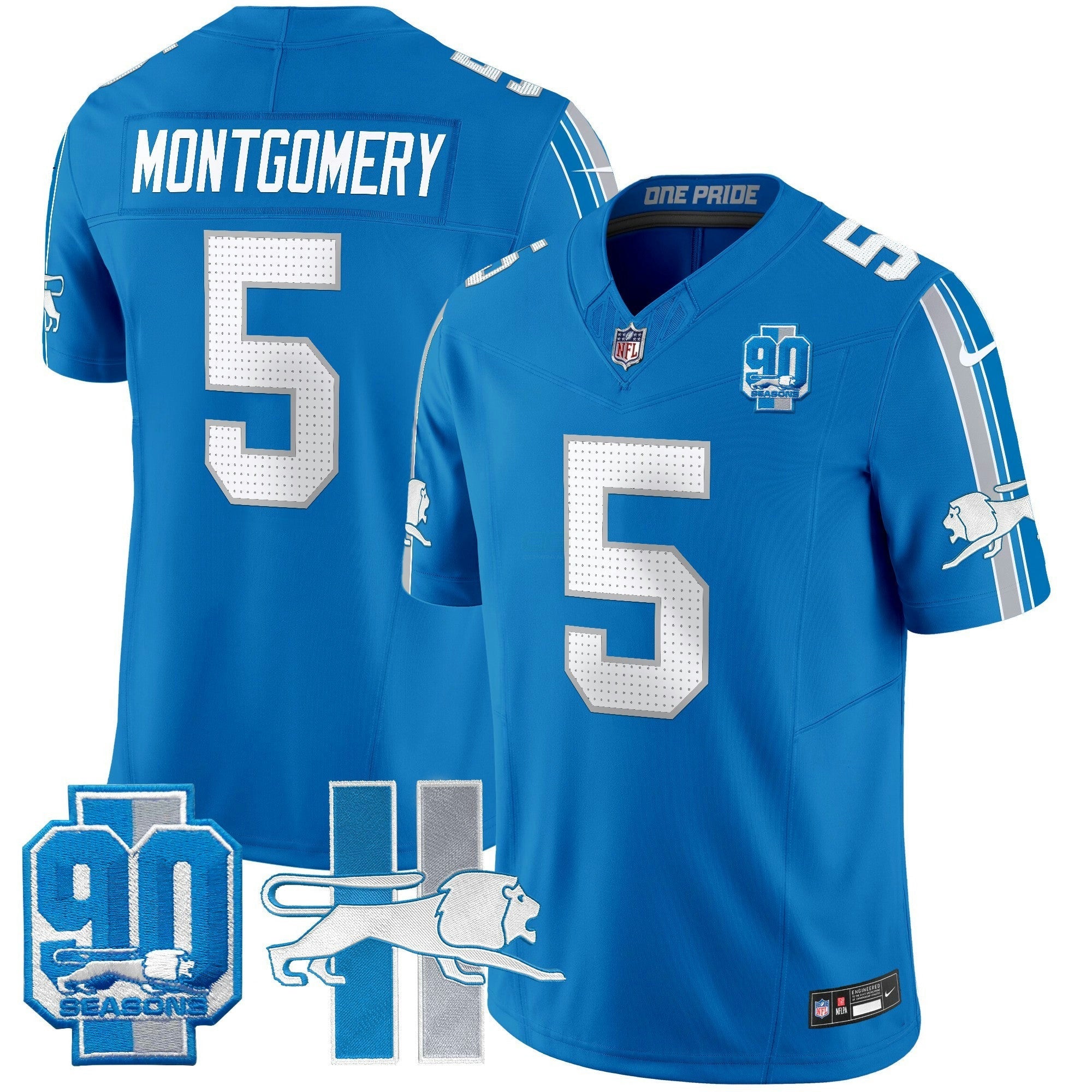 Camisa NFL Men’s Detroit Throwback 90th Year Patch Vapor Limited Jersey