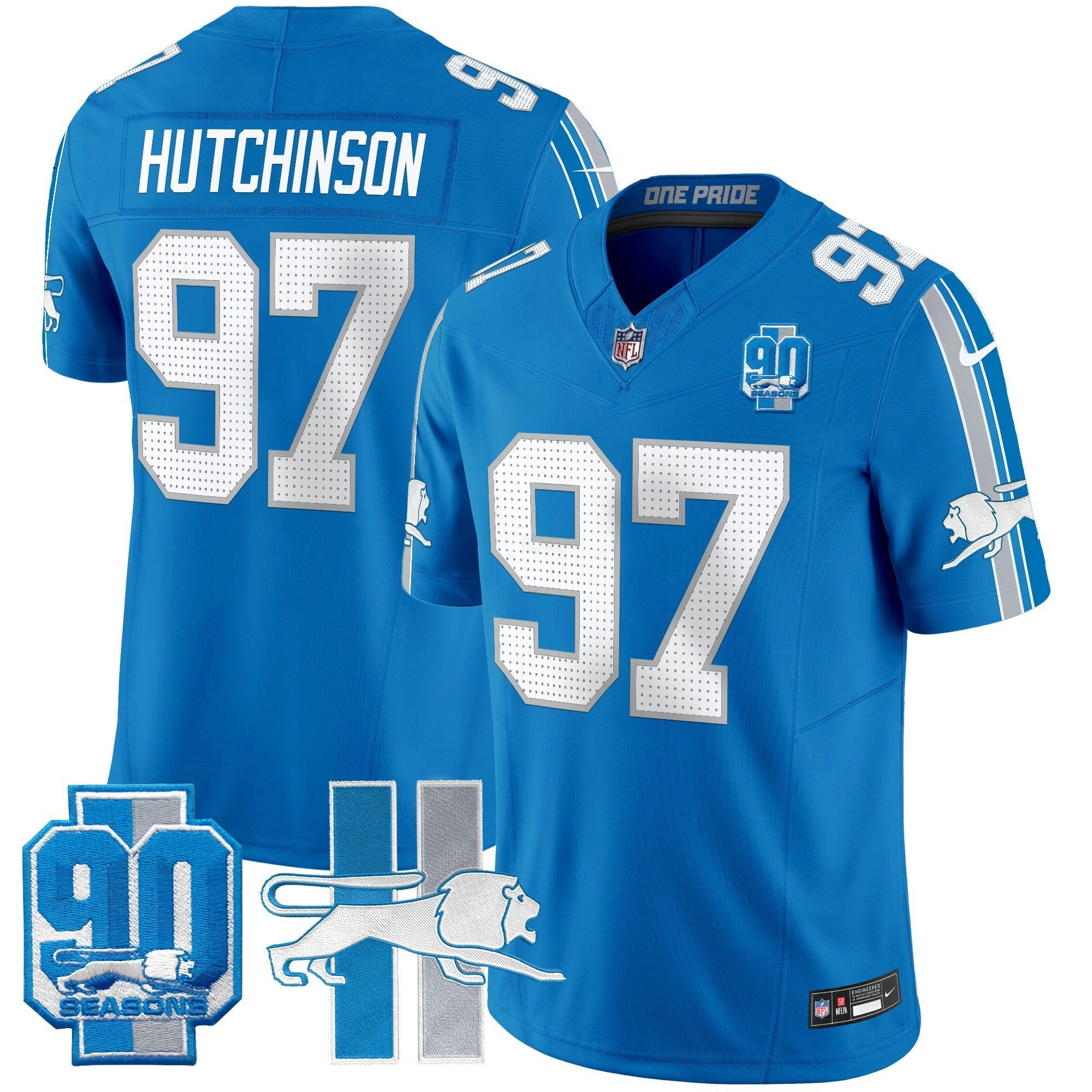 Camisa NFL Men’s Detroit Throwback 90th Year Patch Vapor Limited Jersey