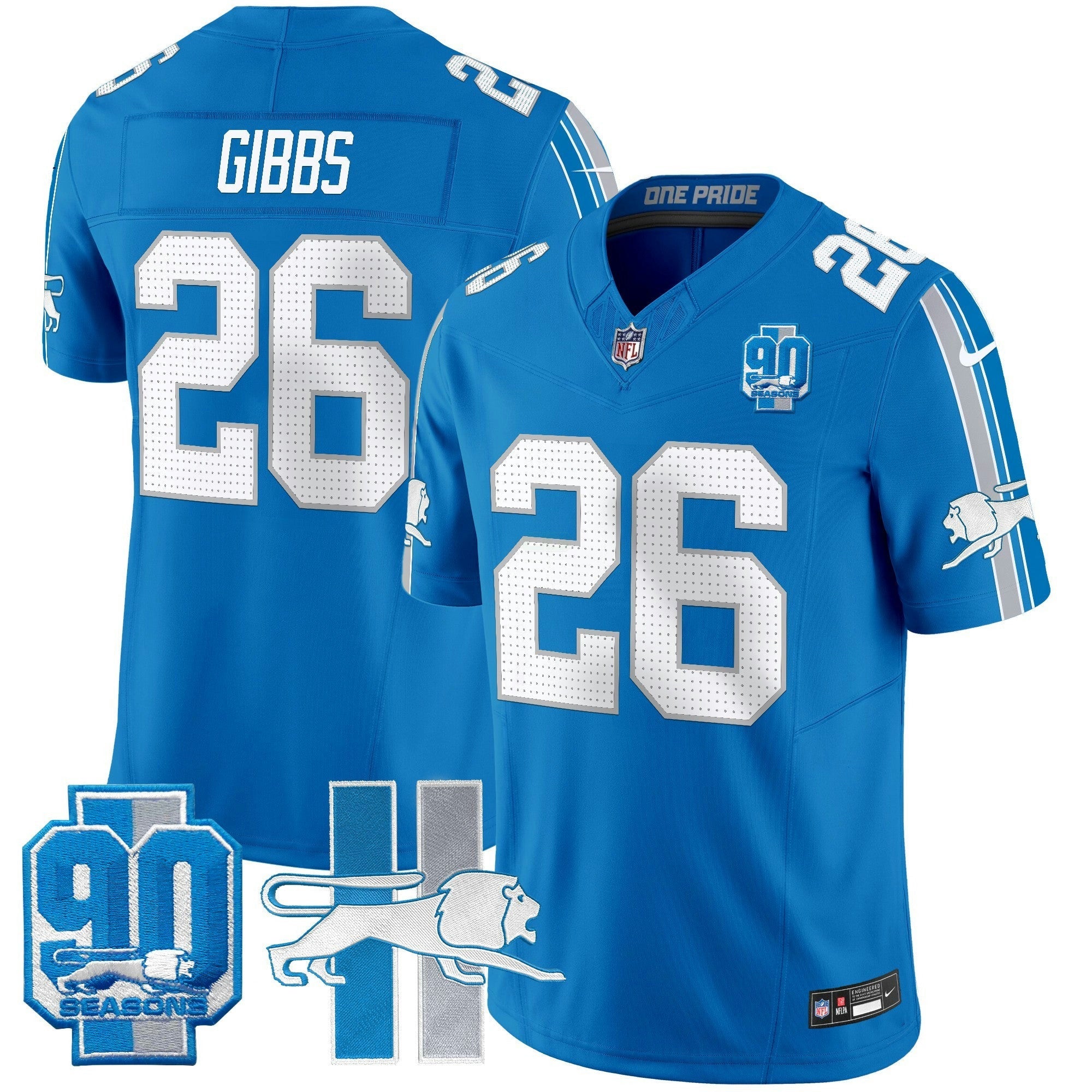 Camisa NFL Men’s Detroit Throwback 90th Year Patch Vapor Limited Jersey