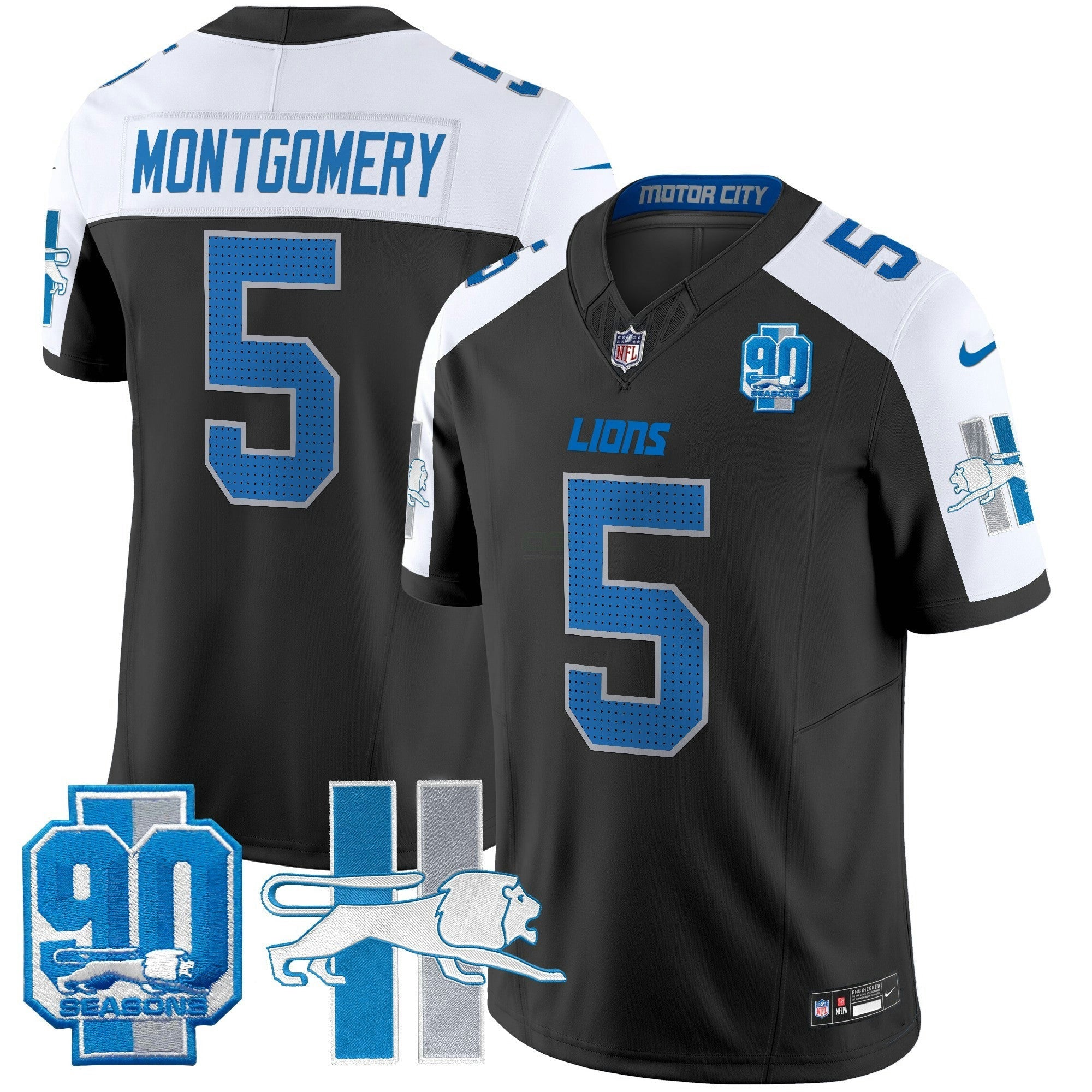 Camisa NFL Men’s Detroit Throwback 90th Year Patch Vapor Limited Jersey