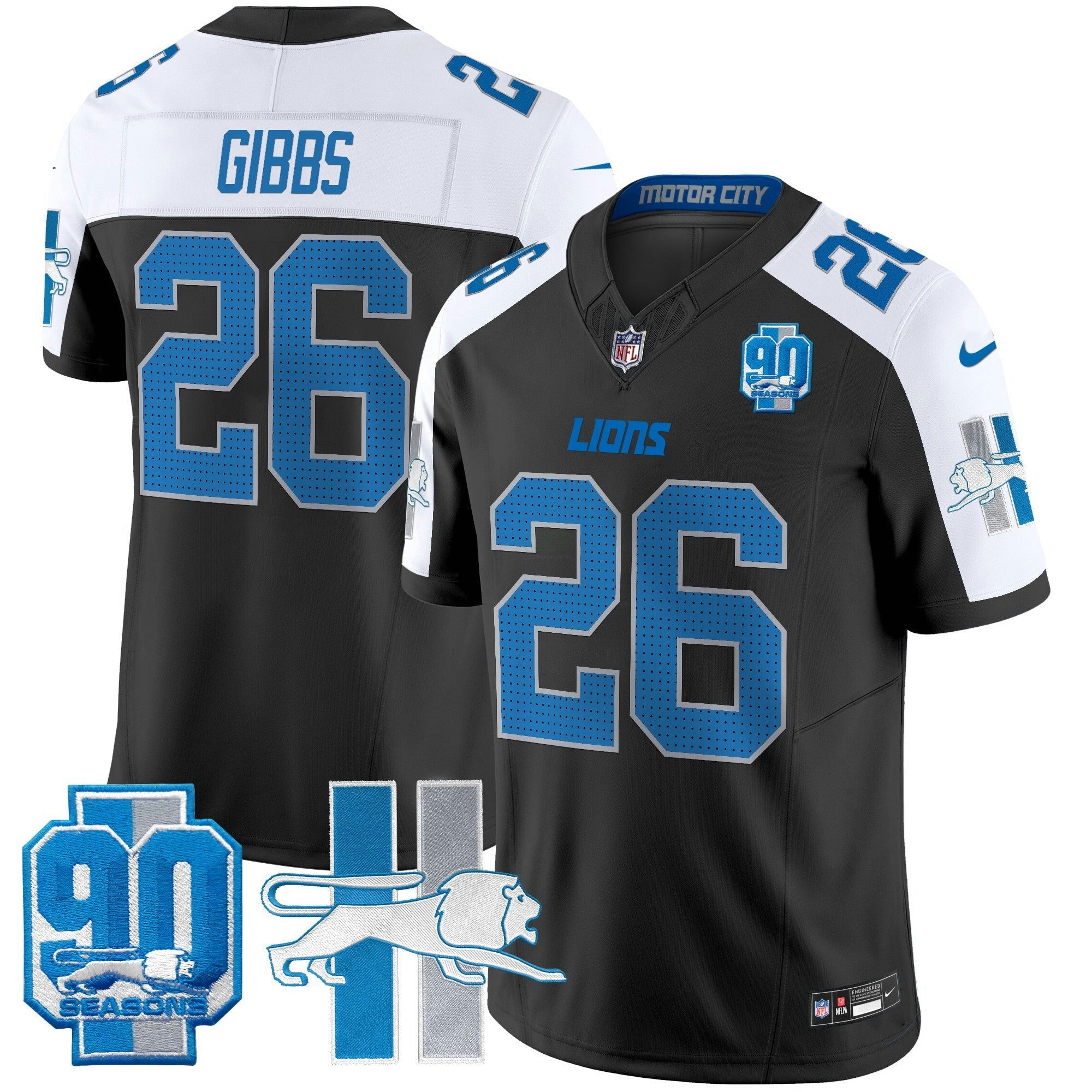 Camisa NFL Men’s Detroit Throwback 90th Year Patch Vapor Limited Jersey