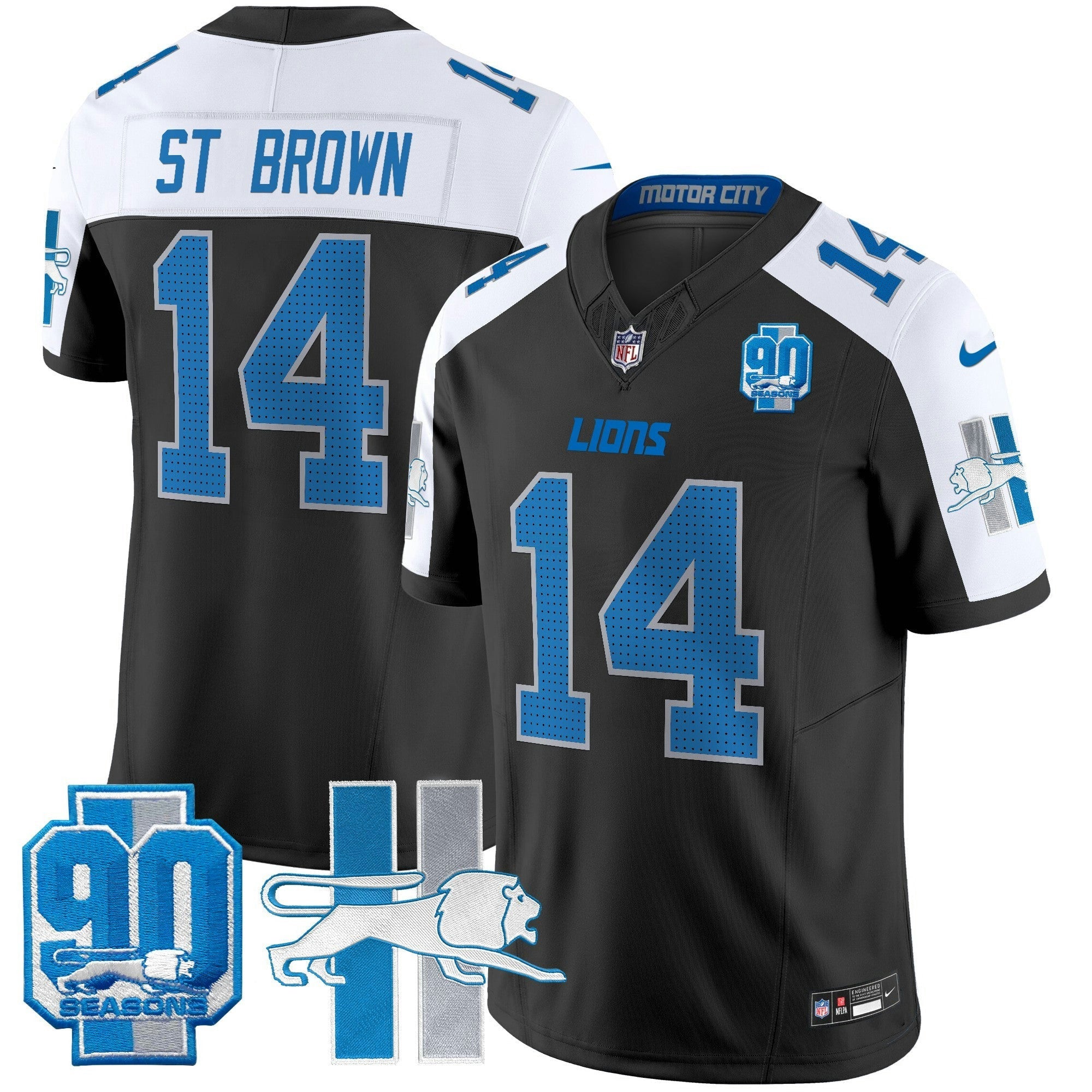 Camisa NFL Men’s Detroit Throwback 90th Year Patch Vapor Limited Jersey