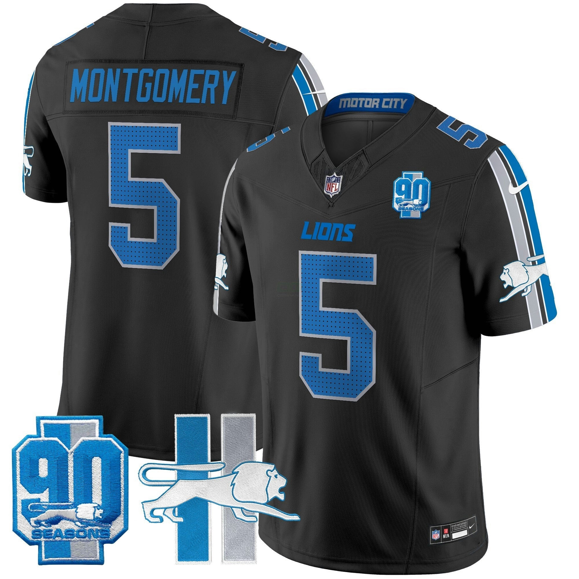 Camisa NFL Men’s Detroit Throwback 90th Year Patch Vapor Limited Jersey