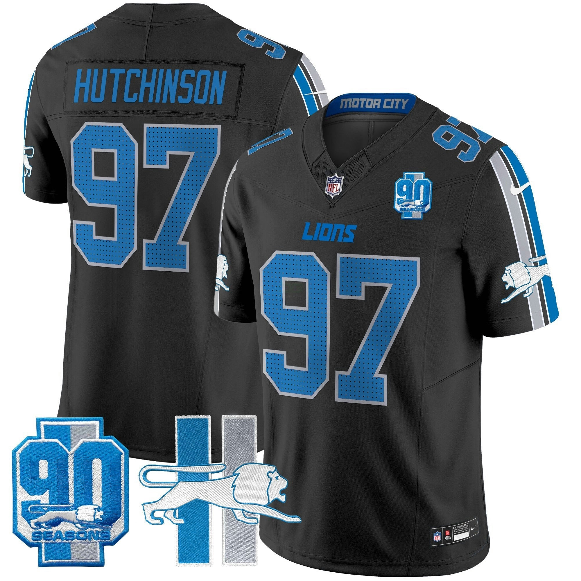 Camisa NFL Men’s Detroit Throwback 90th Year Patch Vapor Limited Jersey