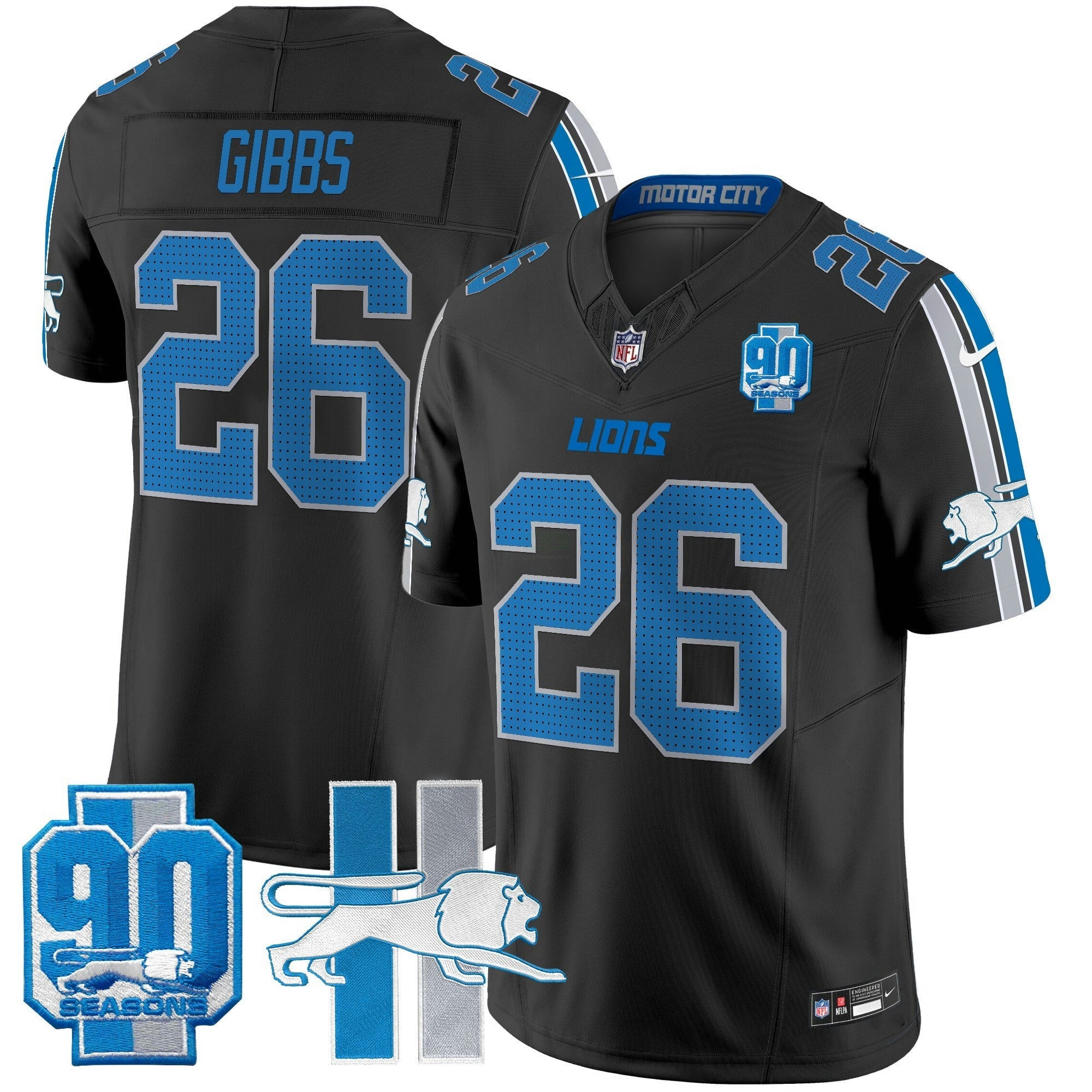 Camisa NFL Men’s Detroit Throwback 90th Year Patch Vapor Limited Jersey
