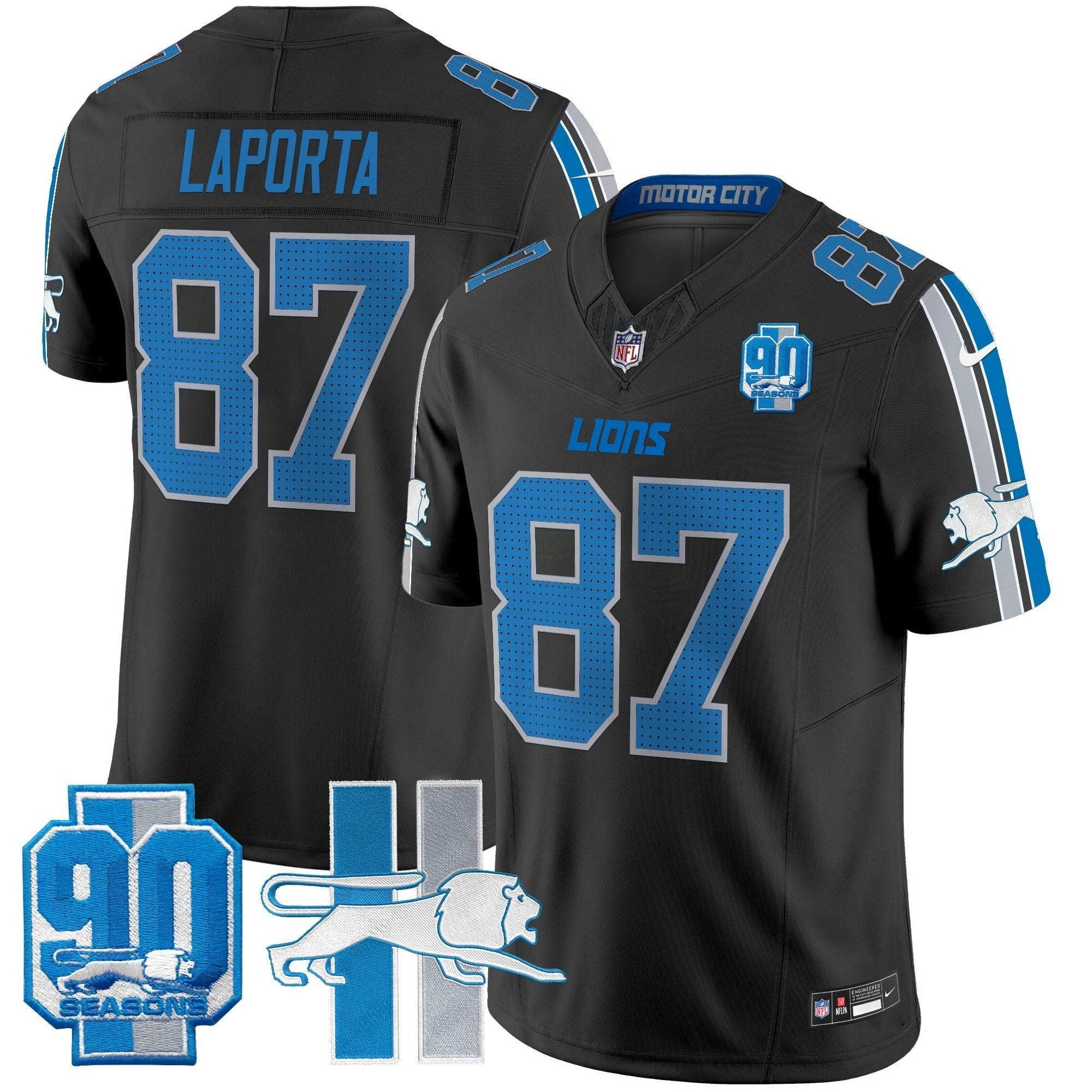 Camisa NFL Men’s Detroit Throwback 90th Year Patch Vapor Limited Jersey