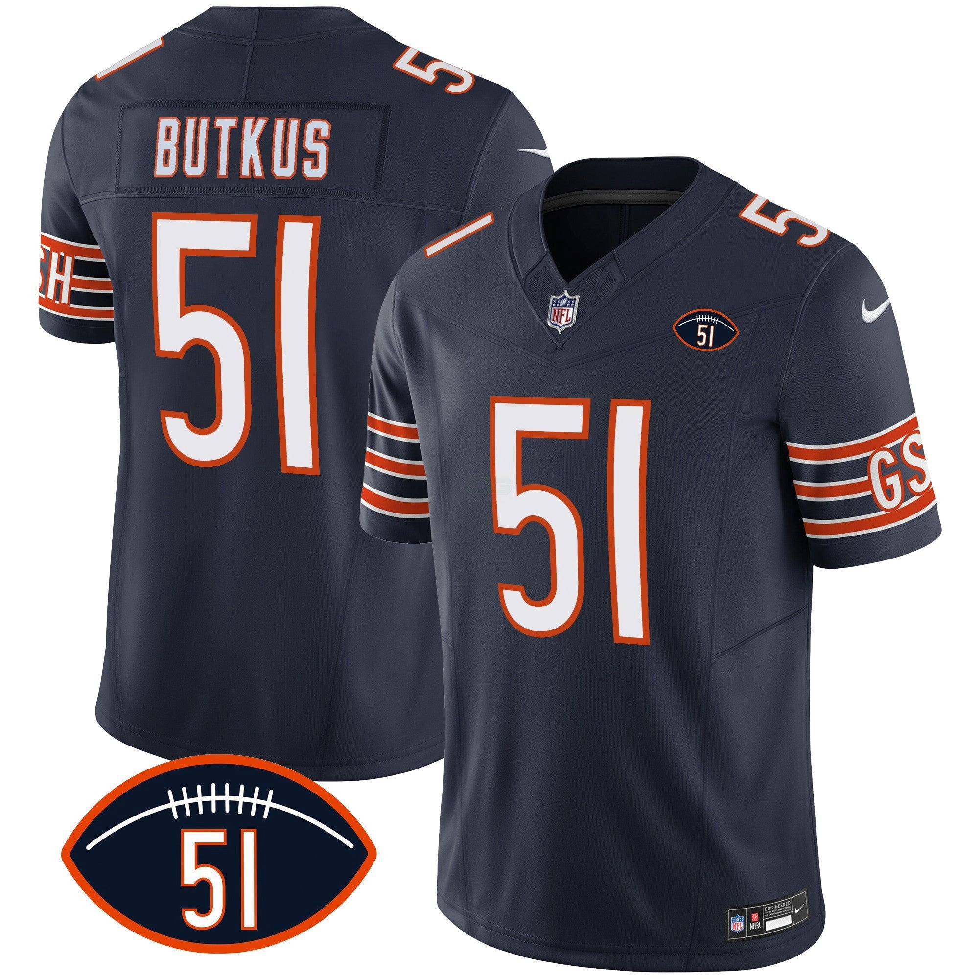 Camisa NFL Men’s Dick Butkus Patch GSH Vapor Jersey