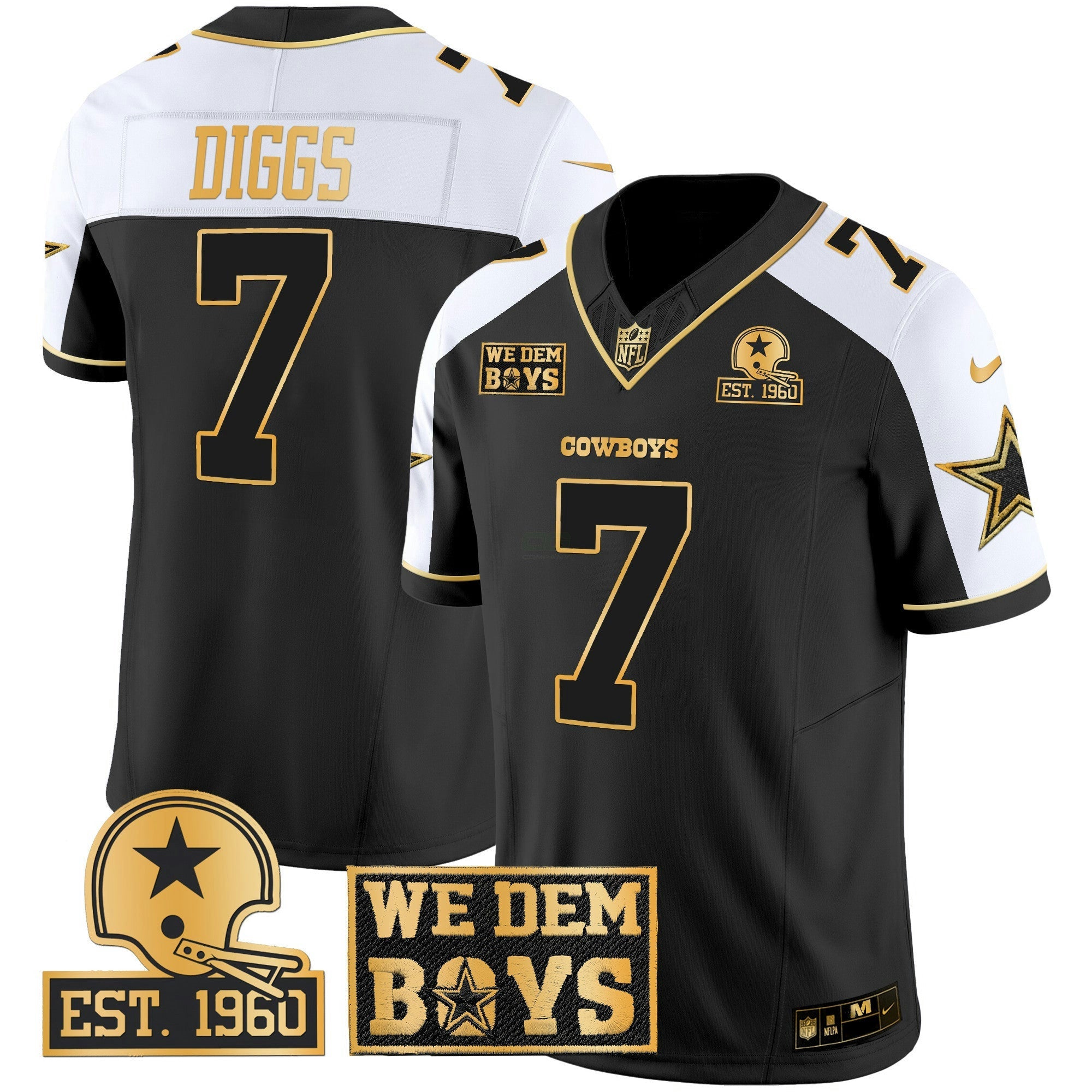 Camisa NFL Men’s Est. 1960 & We Dem Boyz Patch Dourada Vapor Limited Jersey