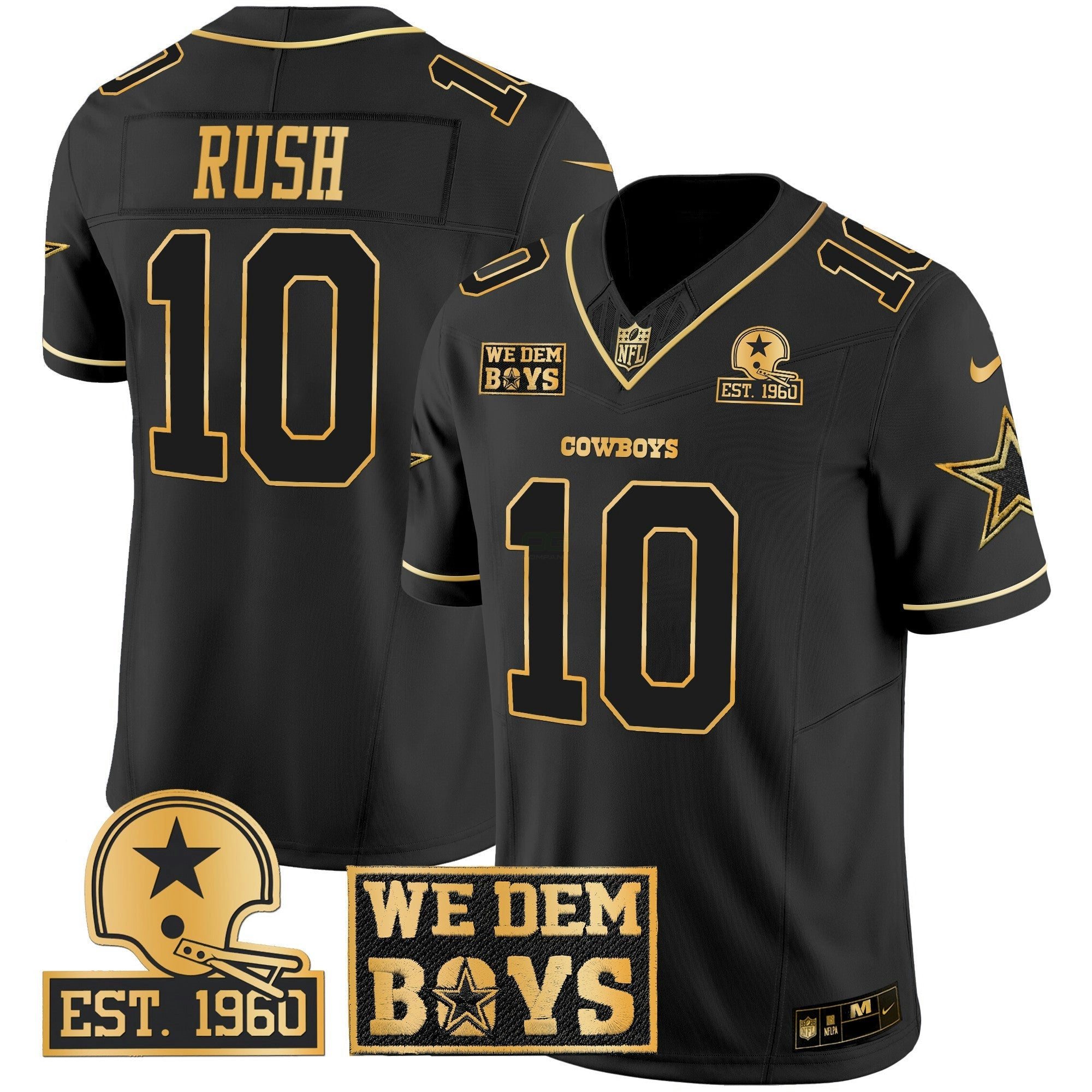 Camisa NFL Men’s Est. 1960 & We Dem Boyz Patch Dourada Vapor Limited Jersey