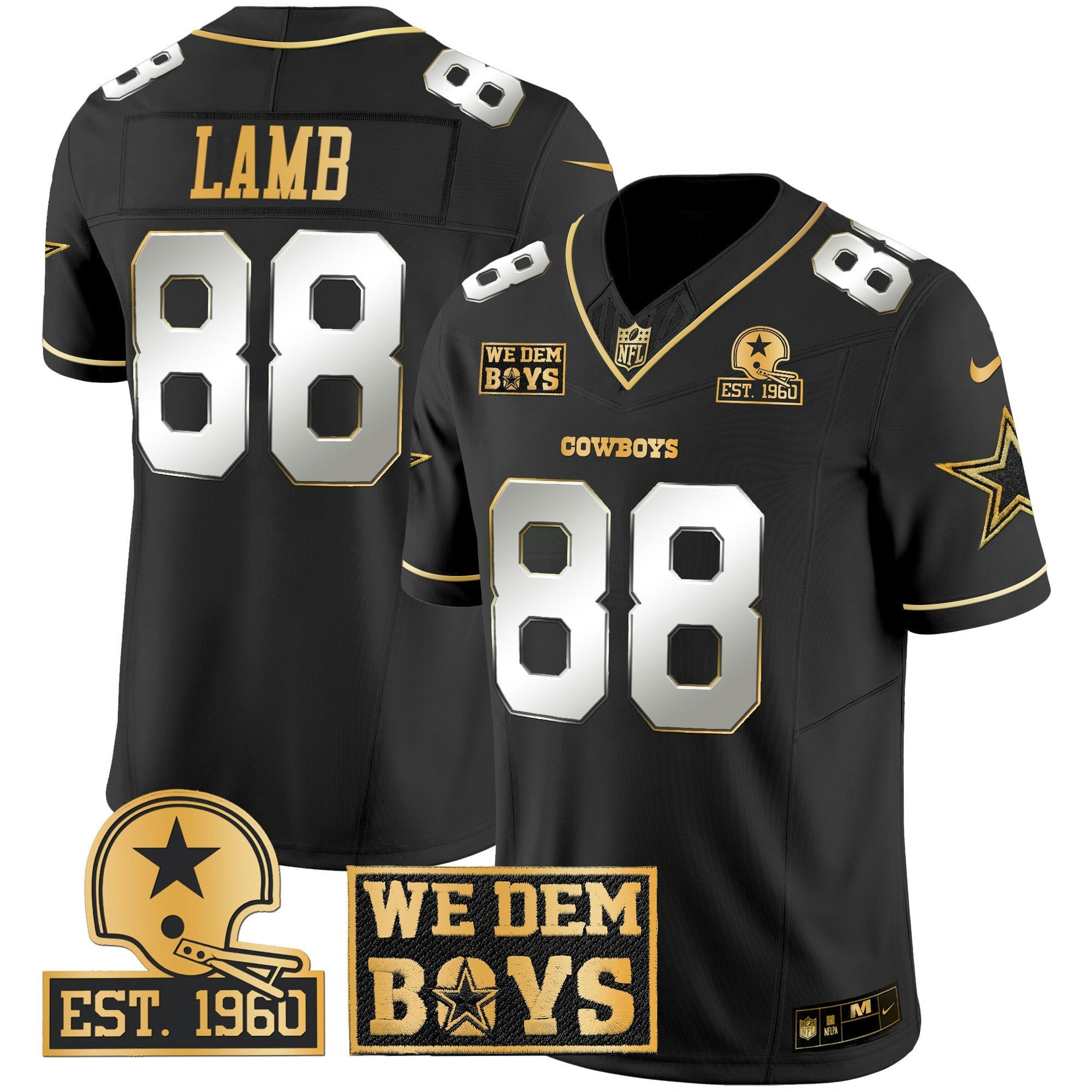 Camisa NFL Men’s Est. 1960 & We Dem Boyz Patch Dourada Vapor Limited Jersey