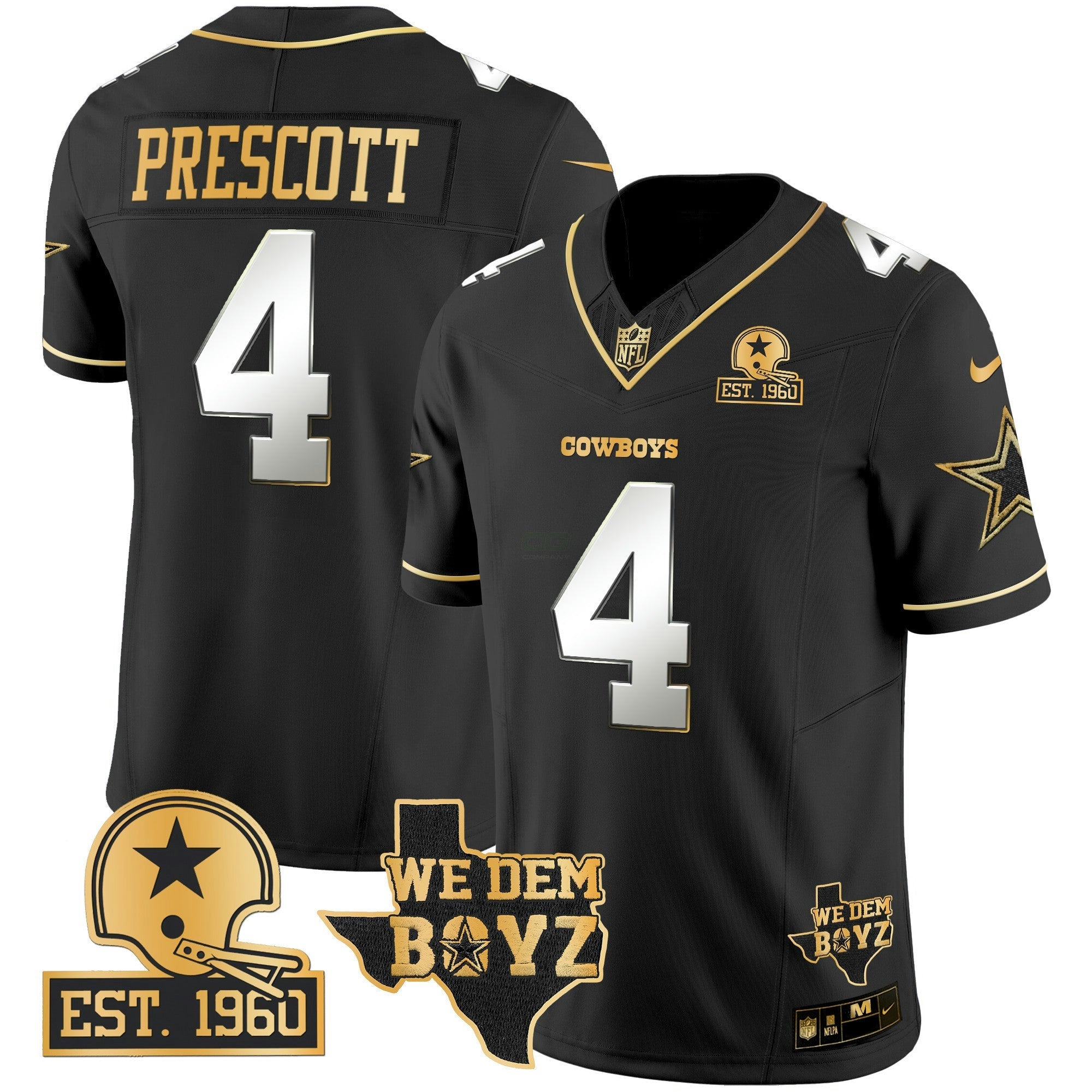Camisa NFL Men’s Est. 1960 & We Dem Boyz Patch Dourada Vapor Limited Jersey V2