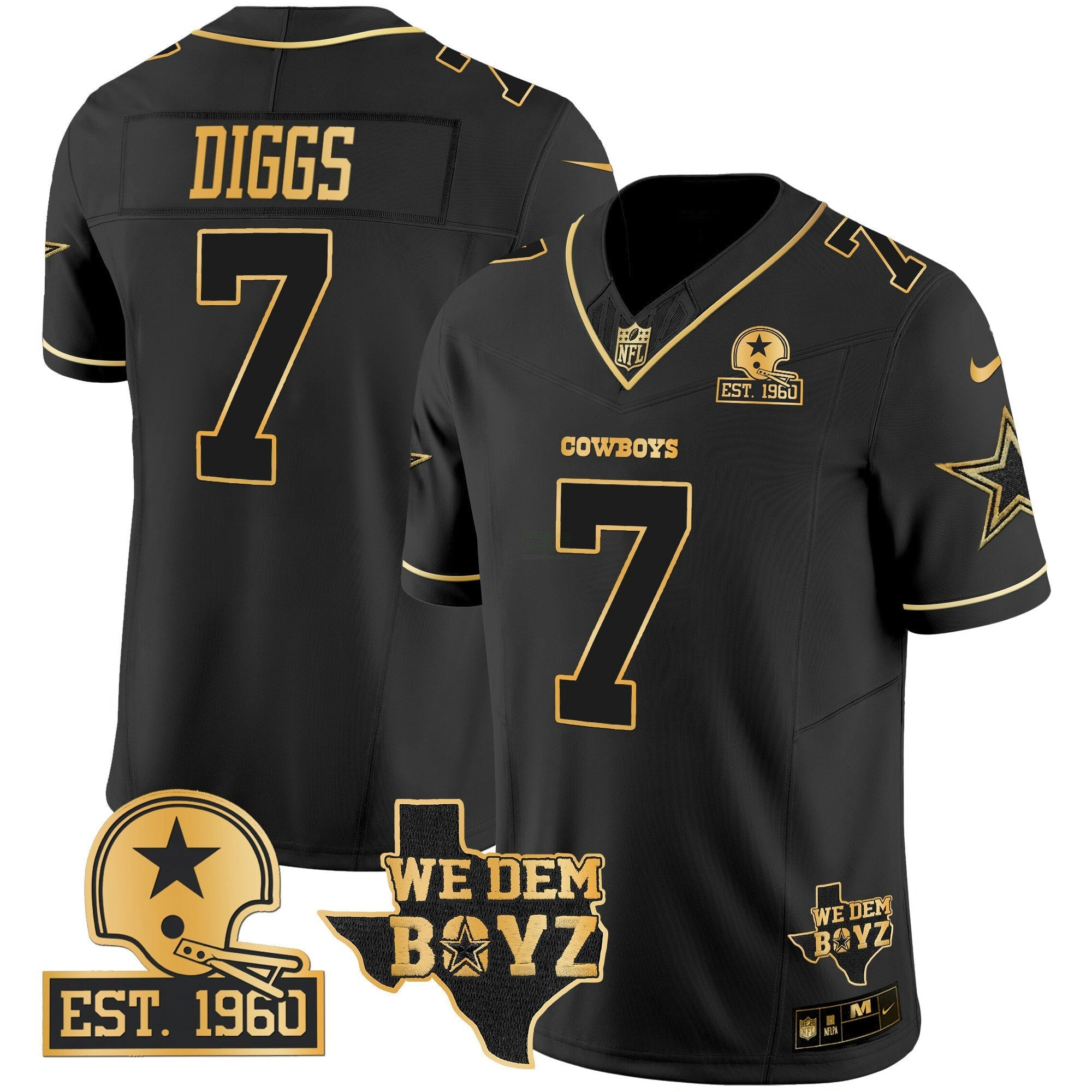 Camisa NFL Men’s Est. 1960 & We Dem Boyz Patch Dourada Vapor Limited Jersey V2