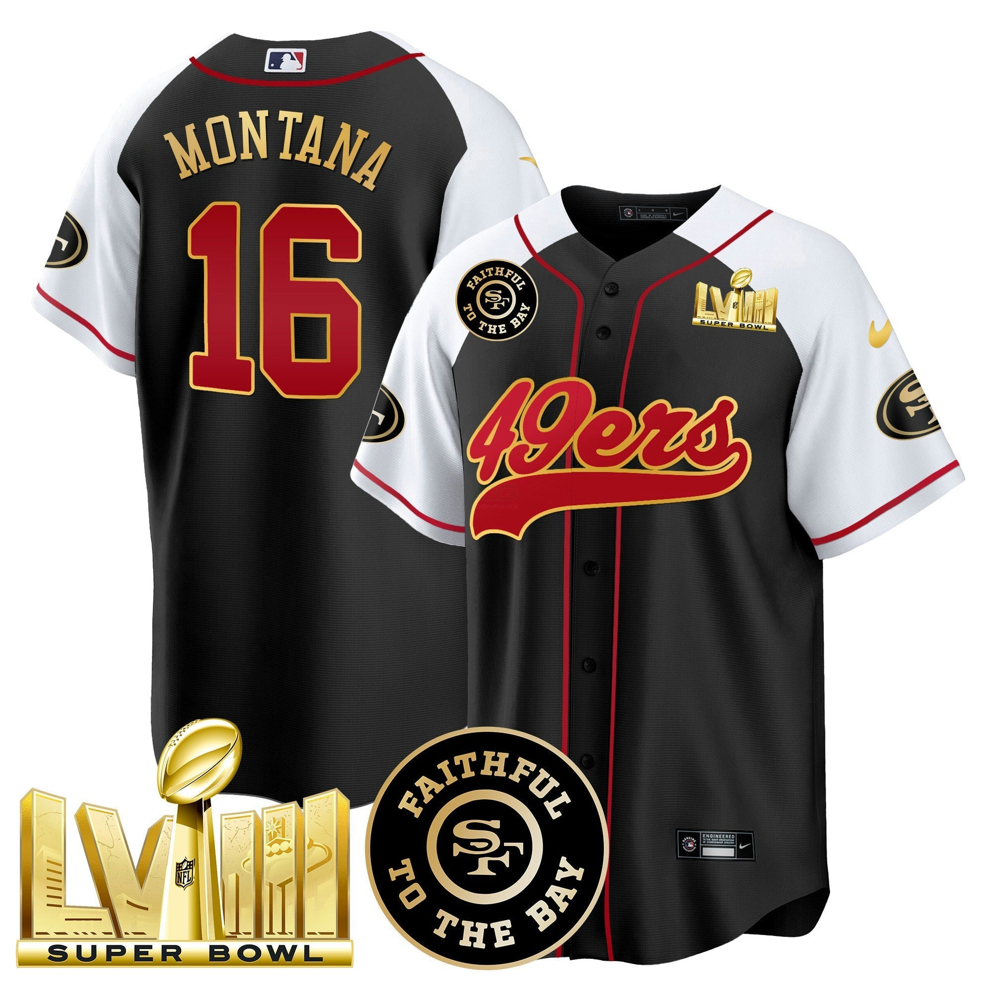 Camisa NFL Men’s Faithful & Super Bowl LVIII Dourada Patch Jersey